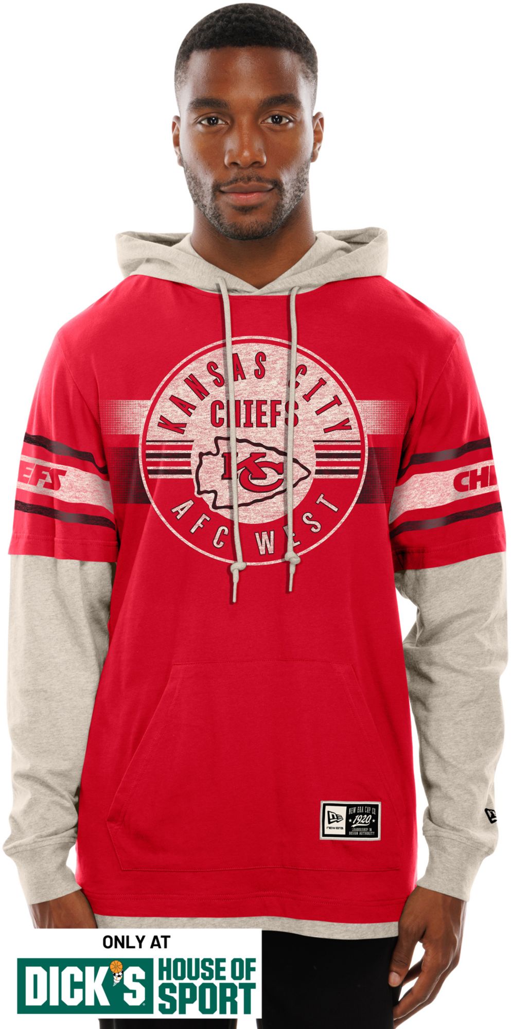 New Era Men's Kansas City Chiefs Red Hooded Long Sleeve Shirt