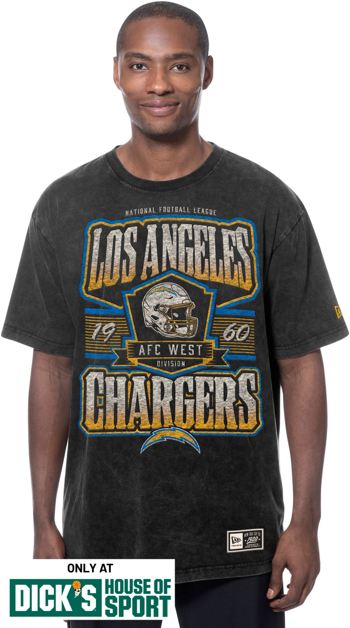New Era Men's Los Angeles Chargers Black Washed T-Shirt