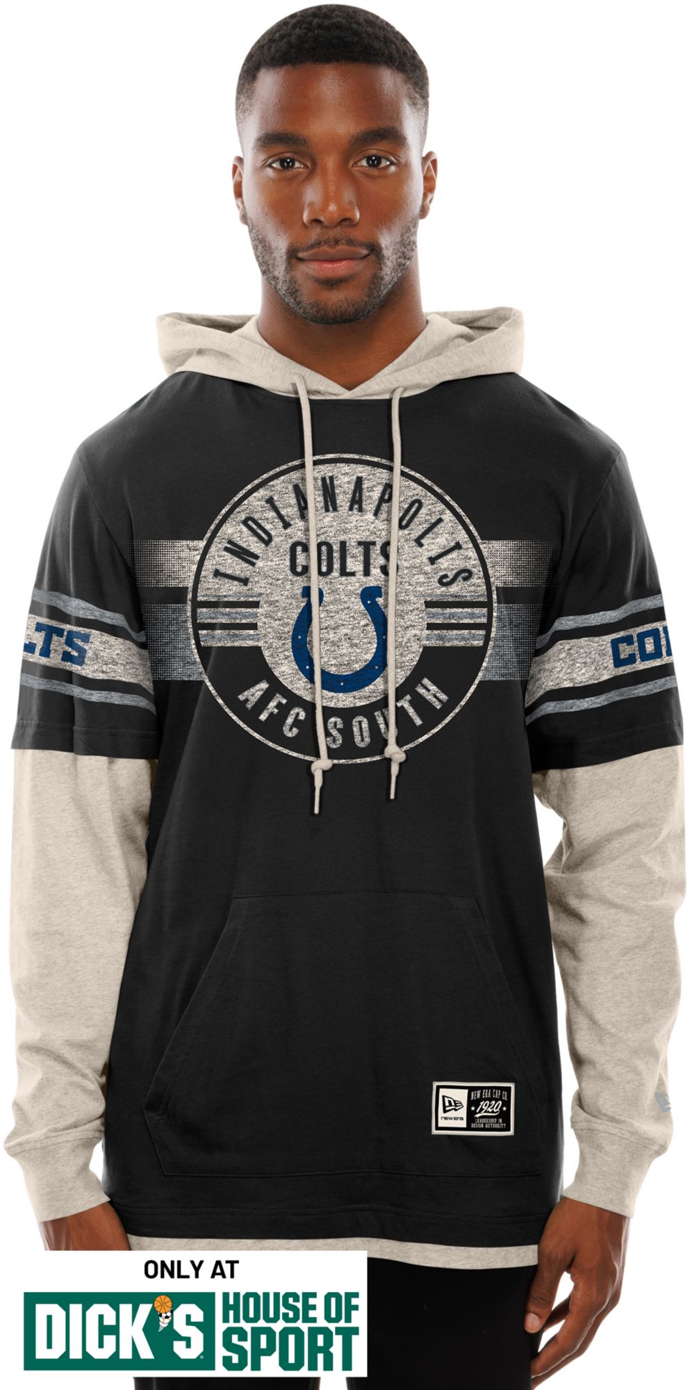New Era Men's Indianapolis Colts Black Hooded Long Sleeve Shirt