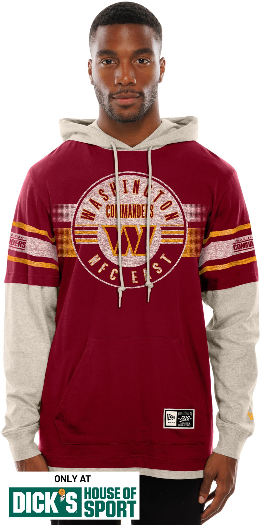 New Era Men's Washington Commanders Red Hooded Long Sleeve Shirt