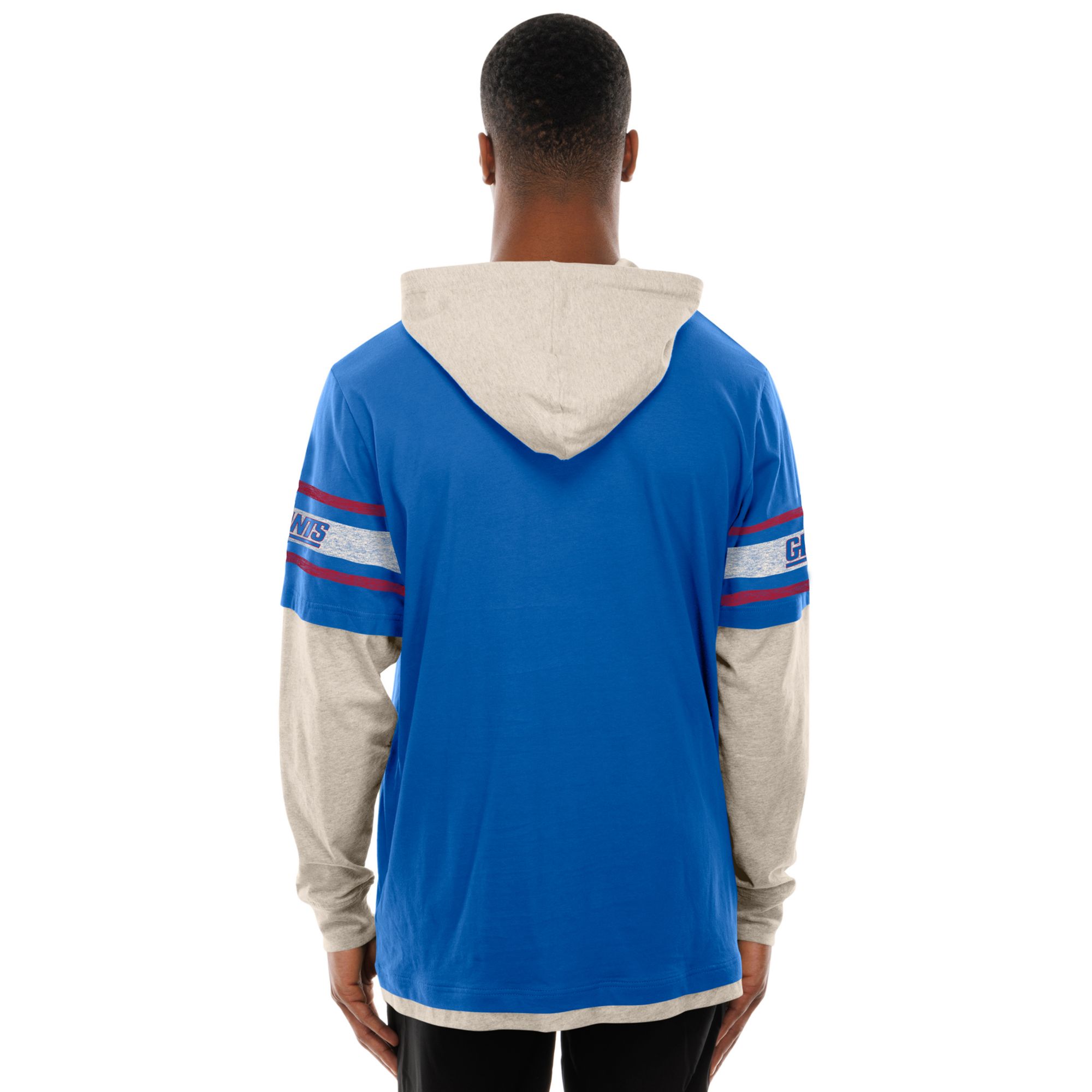 New Era Men's New York Giants Blue Hooded Long Sleeve Shirt