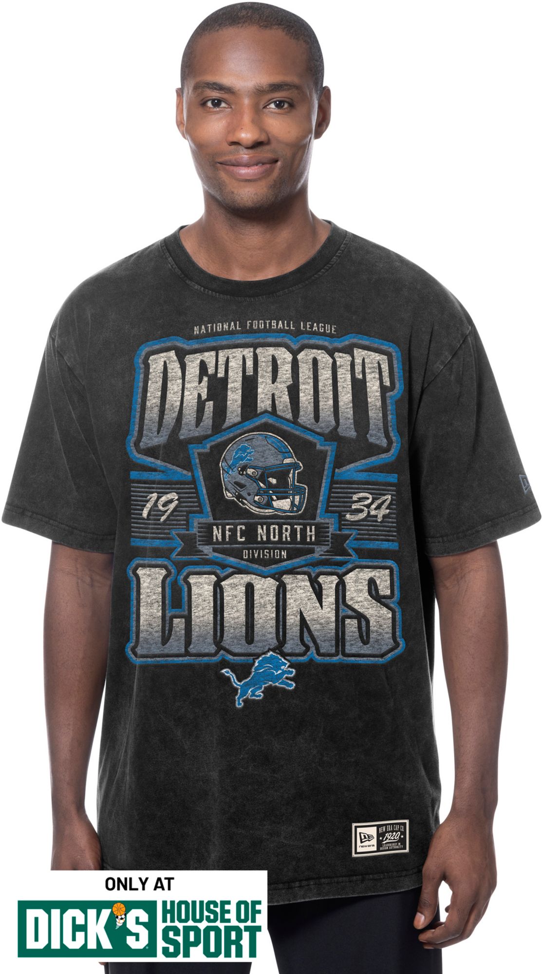 New Era Men's Detroit Lions Black Washed T-Shirt