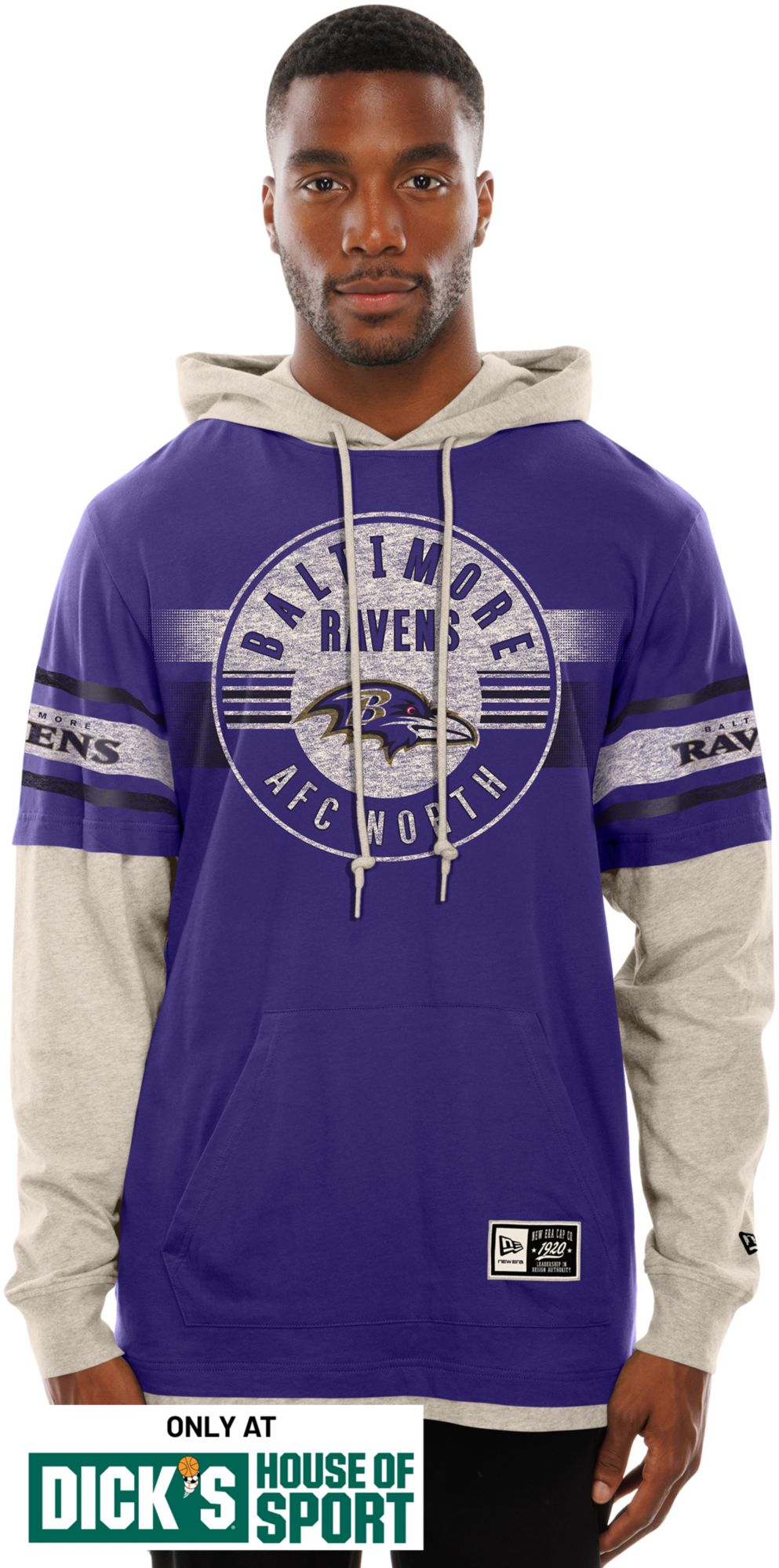 New Era Men's Baltimore Ravens Purple Hooded Long Sleeve Shirt