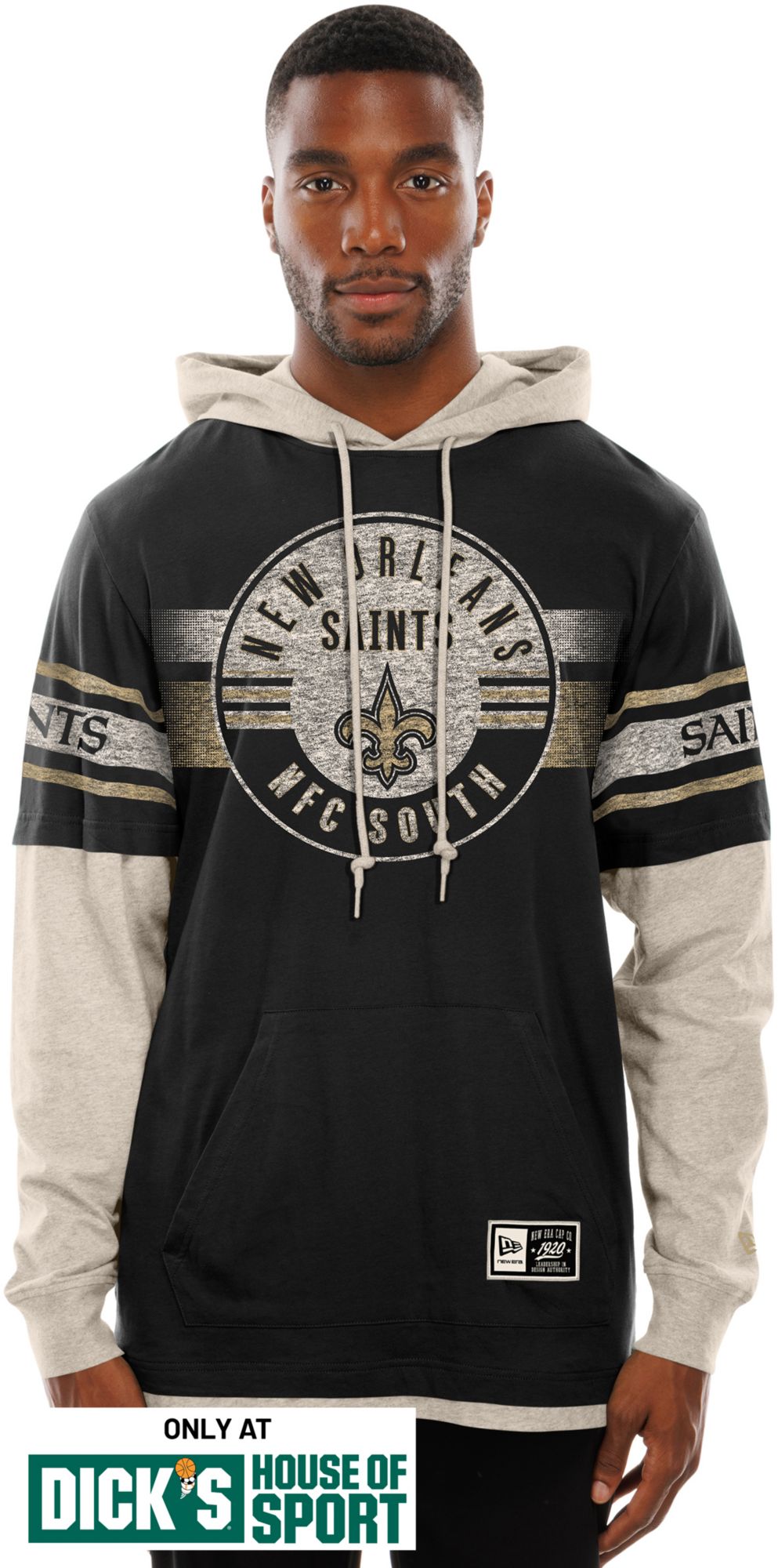 New Era Men's New Orleans Saints Black Hooded Long Sleeve Shirt