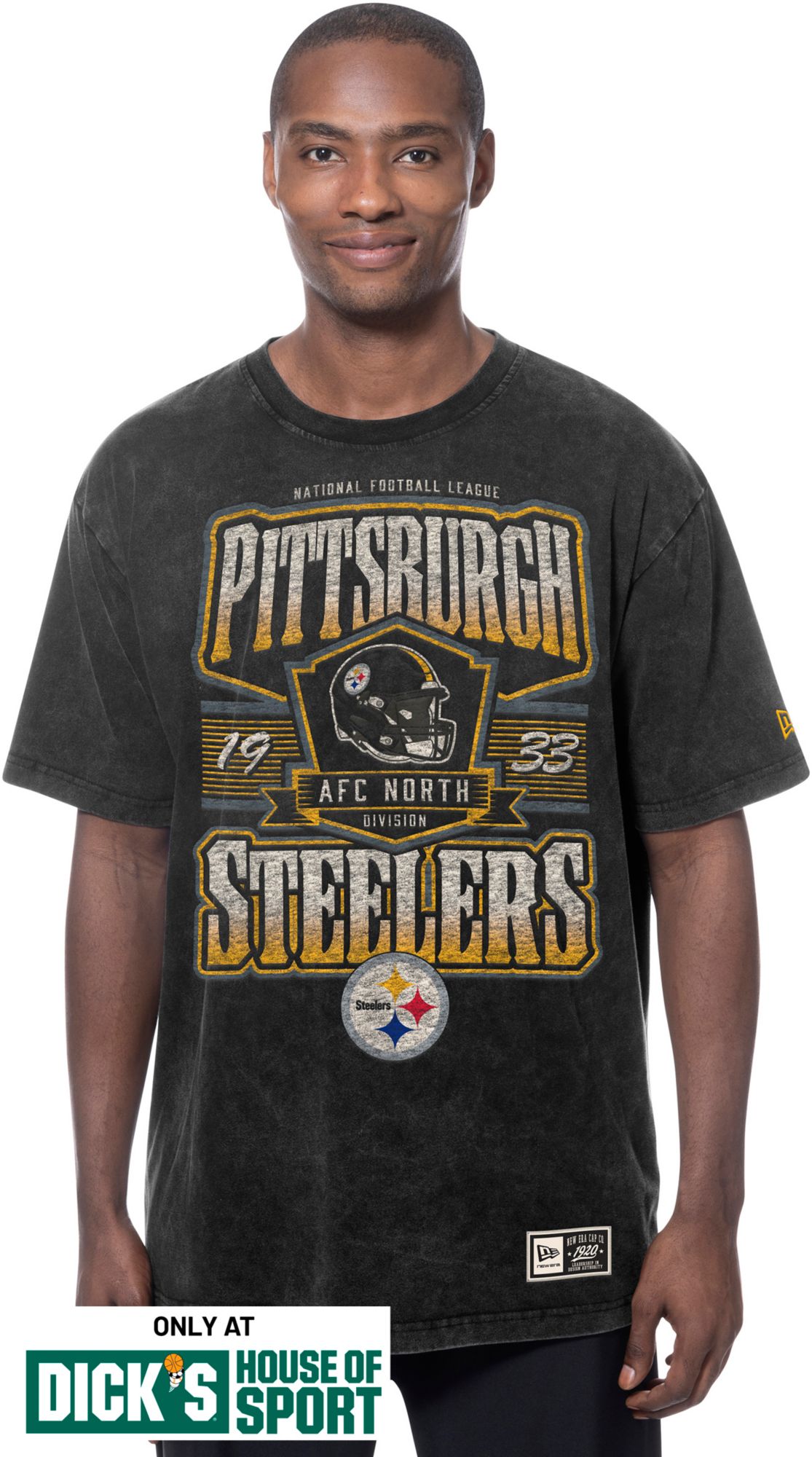 New Era Men's Pittsburgh Steelers Black Washed T-Shirt