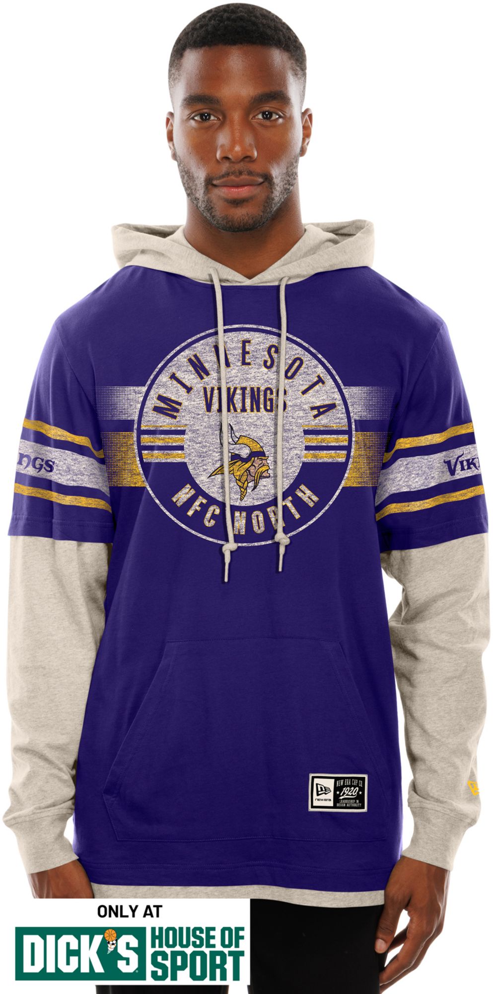 New Era Men's Minnesota Vikings Purple Hooded Long Sleeve Shirt