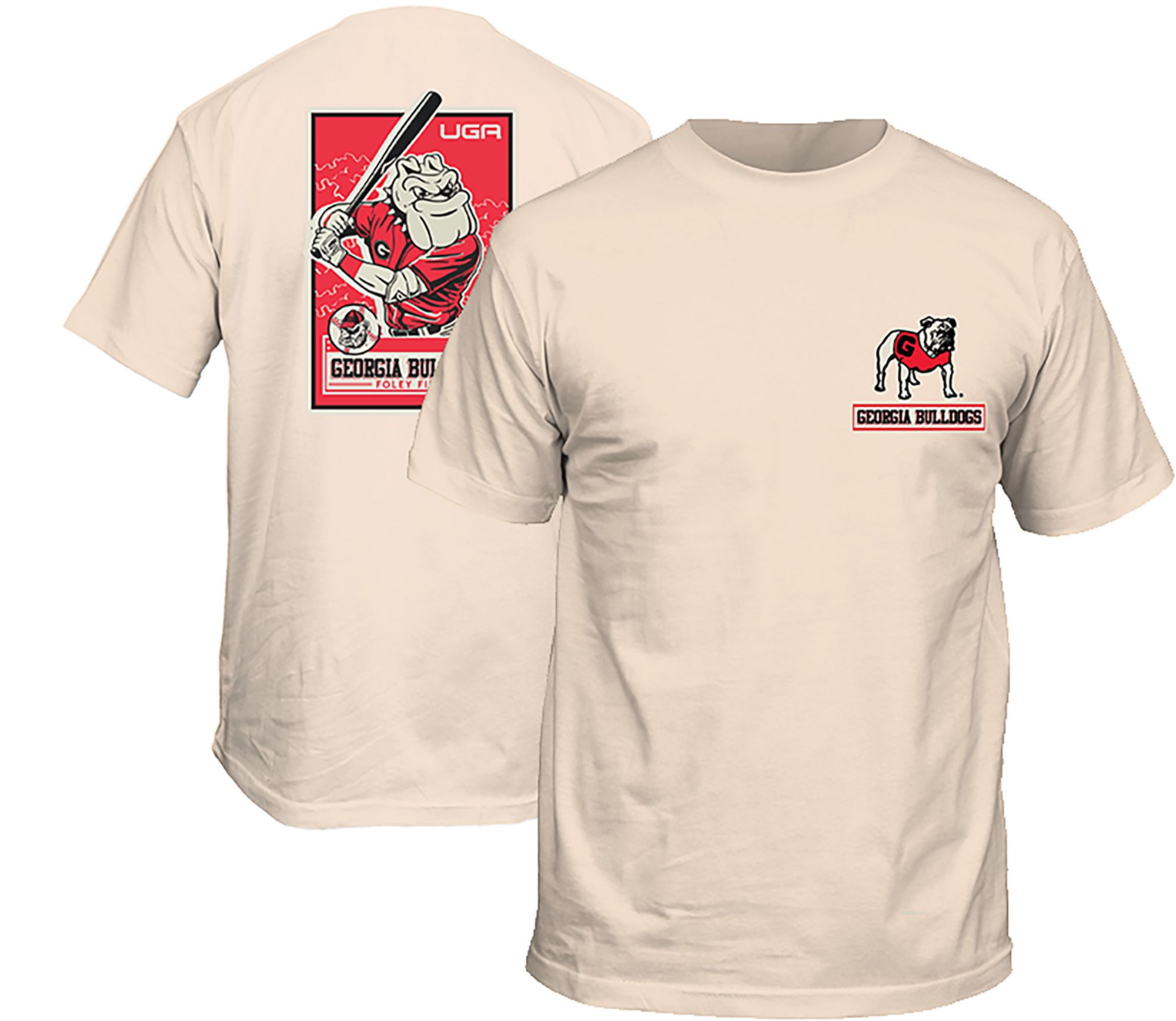 New World Graphics Men's Georgia Bulldogs Ivory Hairy Dog Baseball T-Shirt