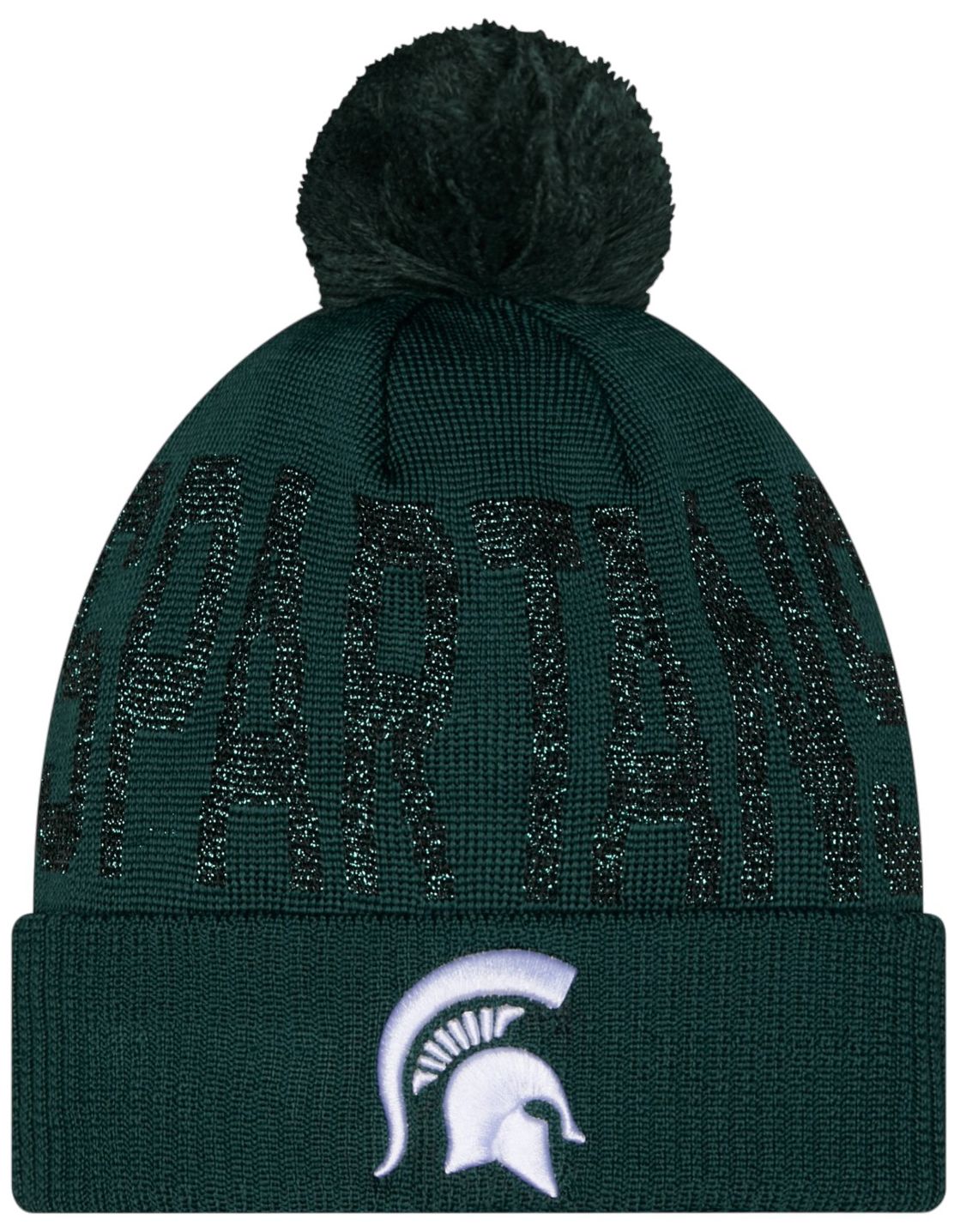 New Era Michigan State Shimmer Pom Knit Beanie, Women's, Green