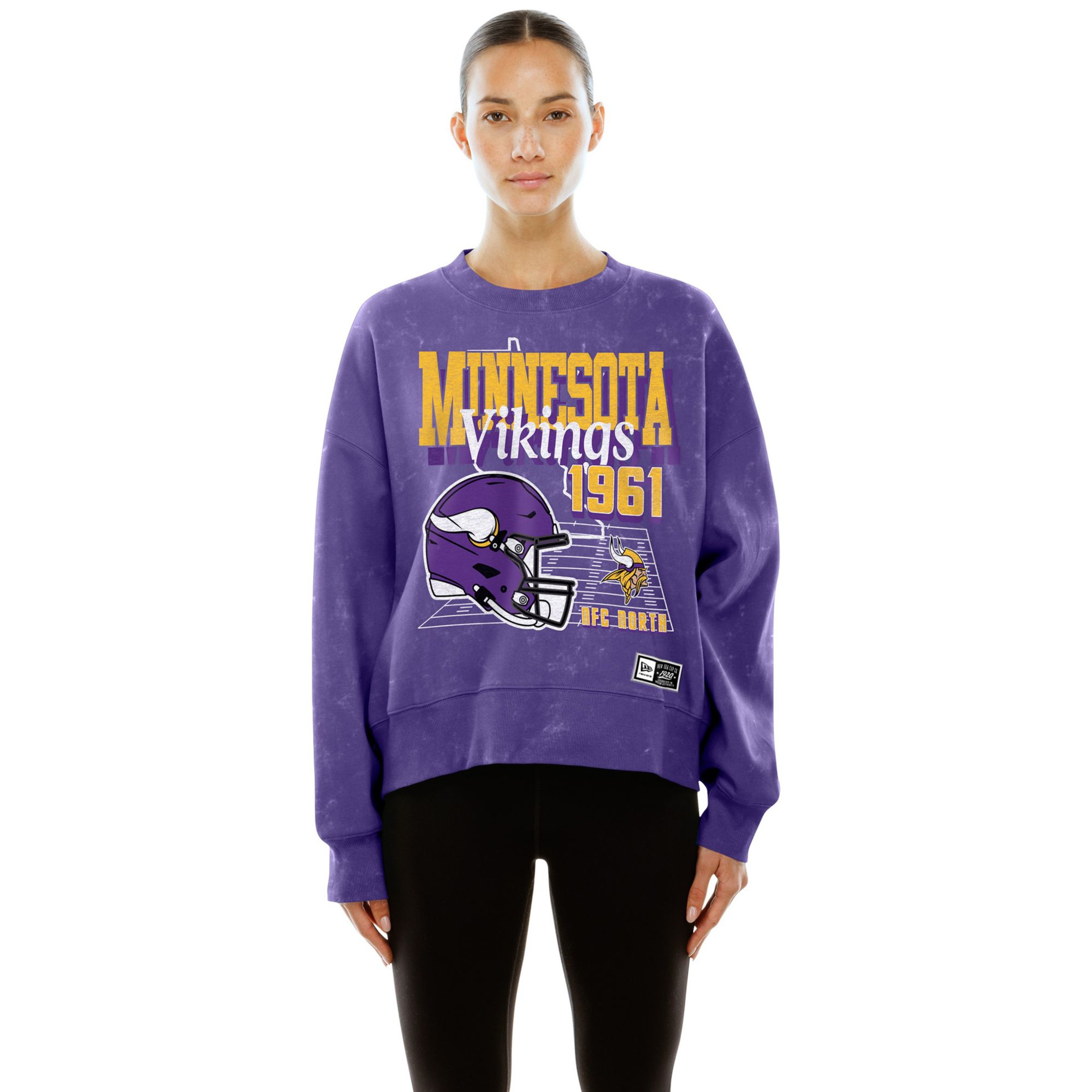 New Era Women's Minnesota Vikings Washed Raglan Crewneck Sweatshirt
