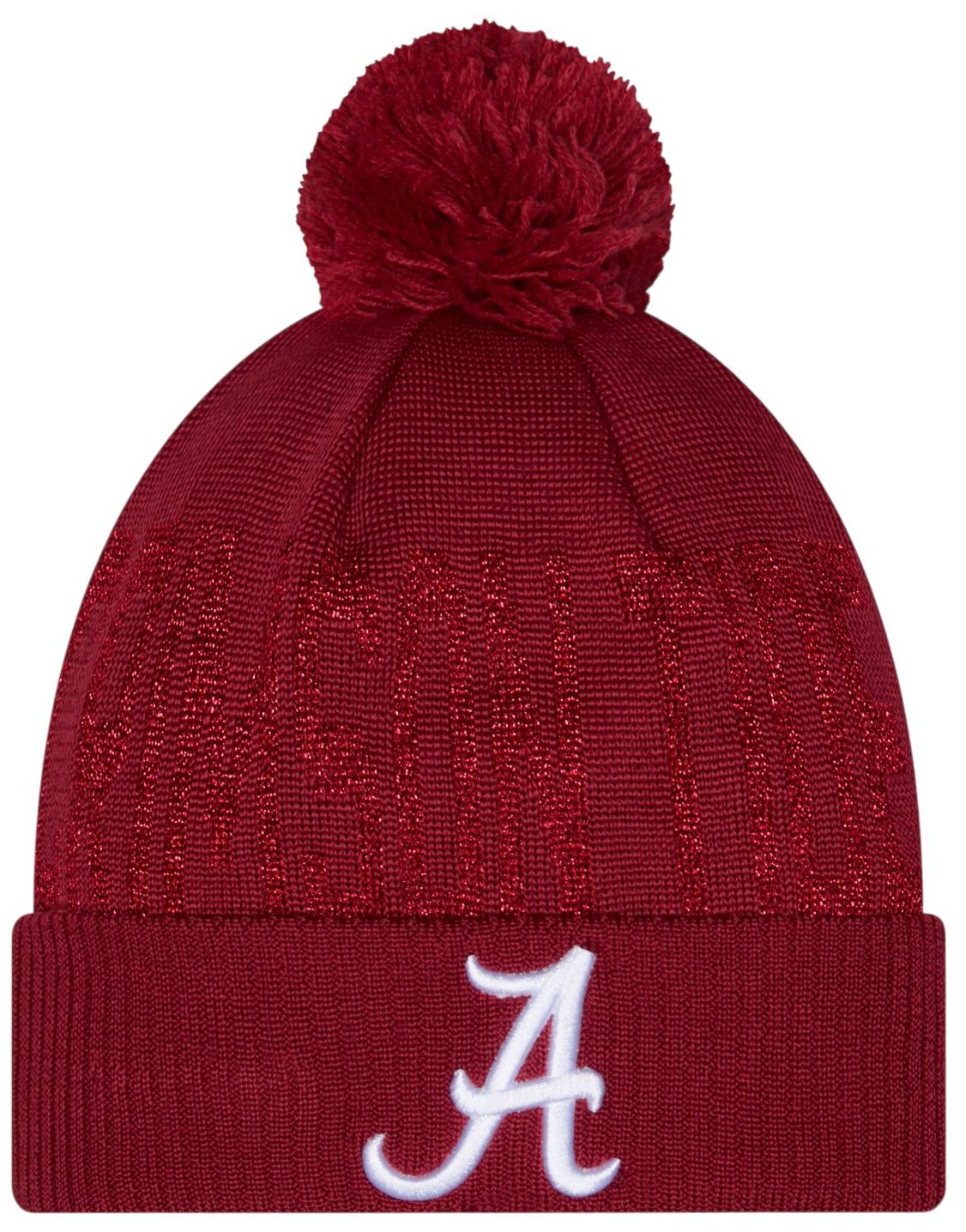 New Era Alabama Shimmer Pom Knit Beanie, Women's, Red