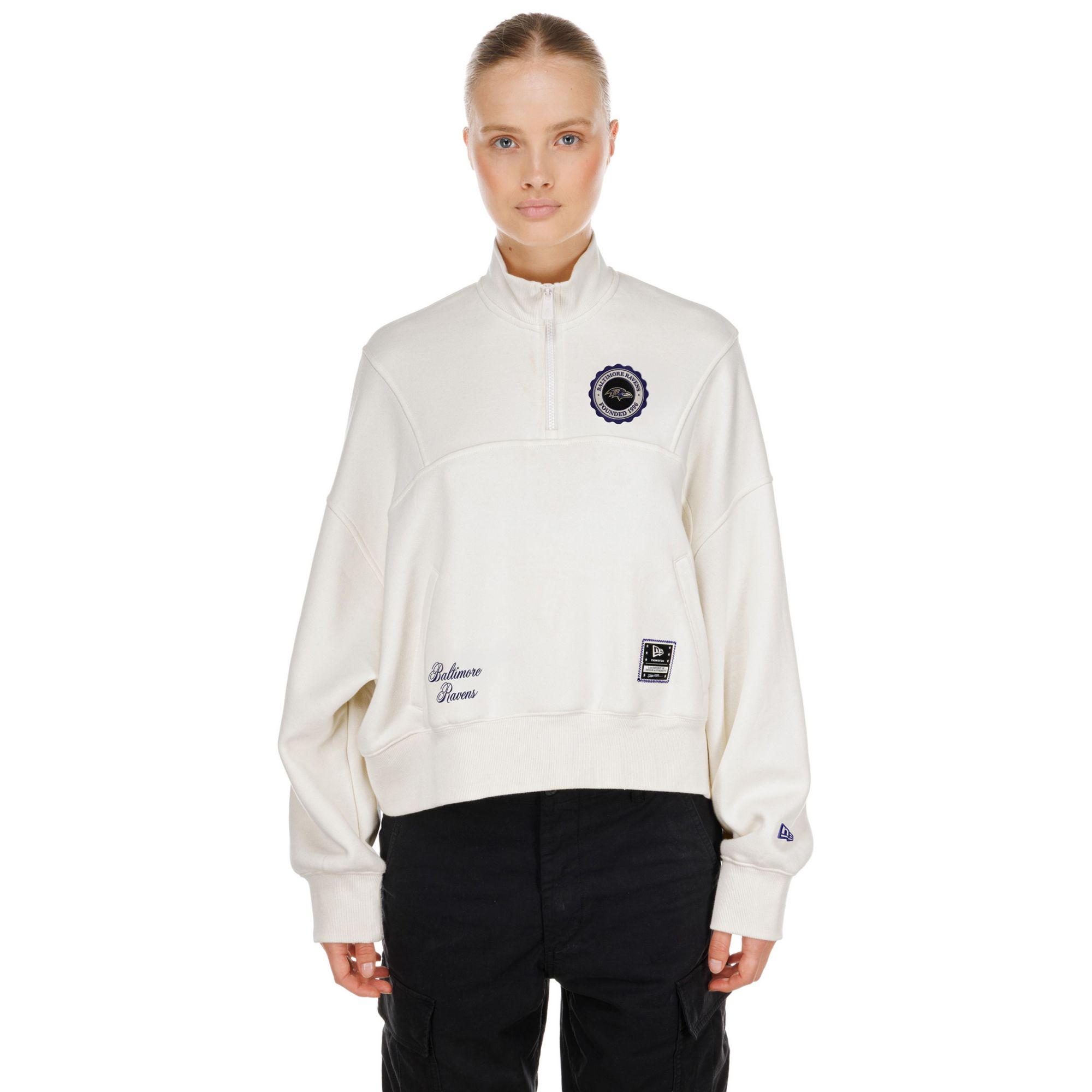 New Era Women's Baltimore Ravens Patch Fleece 1/4 Zip Sweatshirt