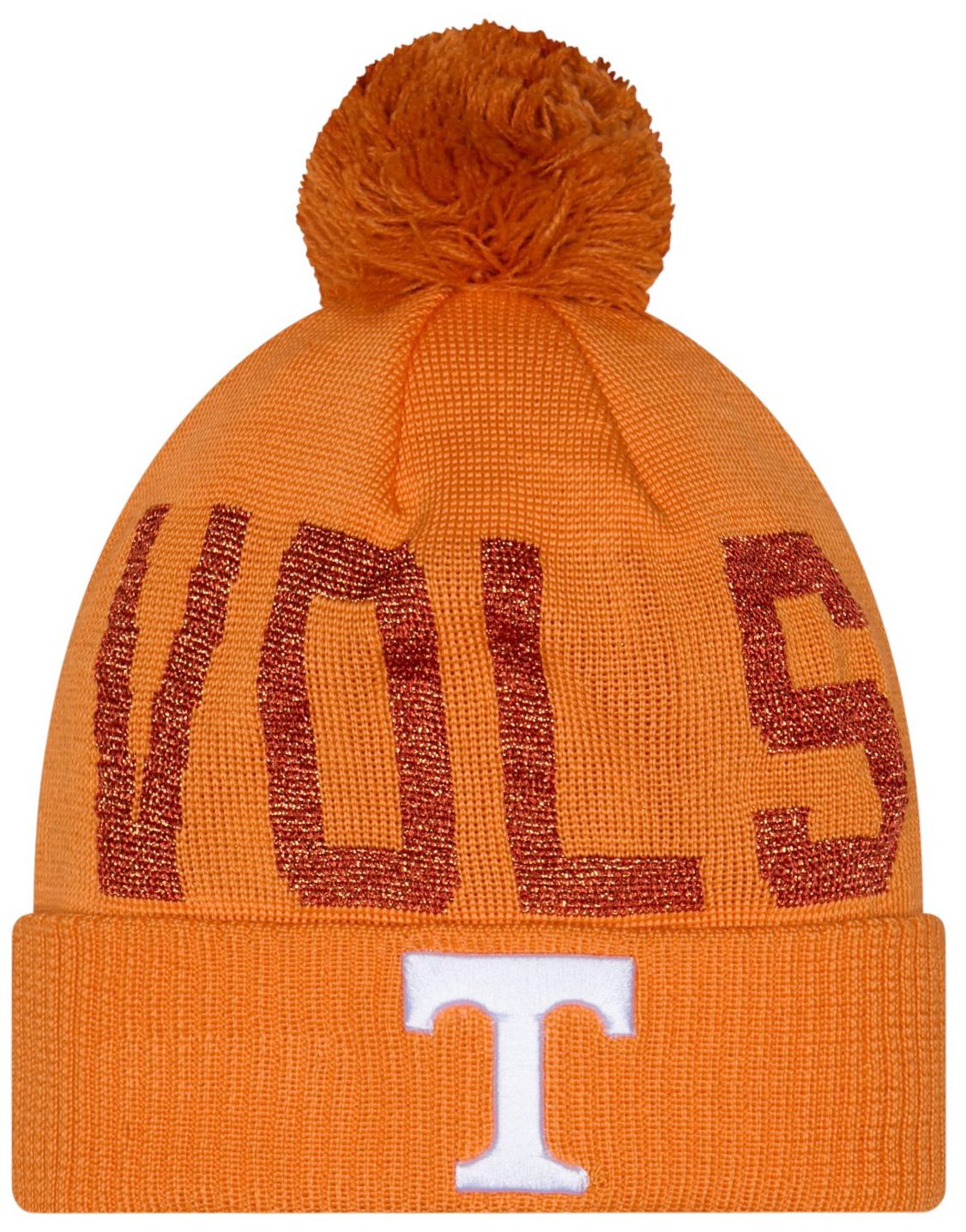 New Era Tennessee Shimmer Pom Beanie Hat, Women's, Orange