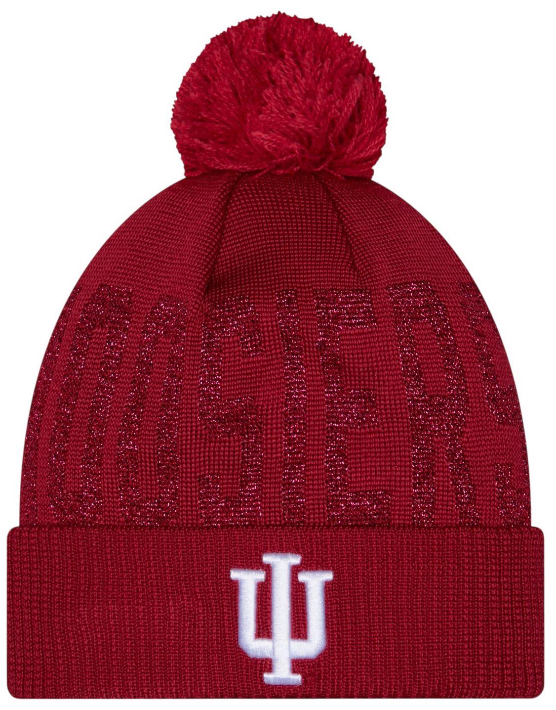 New Era Indiana Shimmer Pom Beanie Hat, Women's, Red