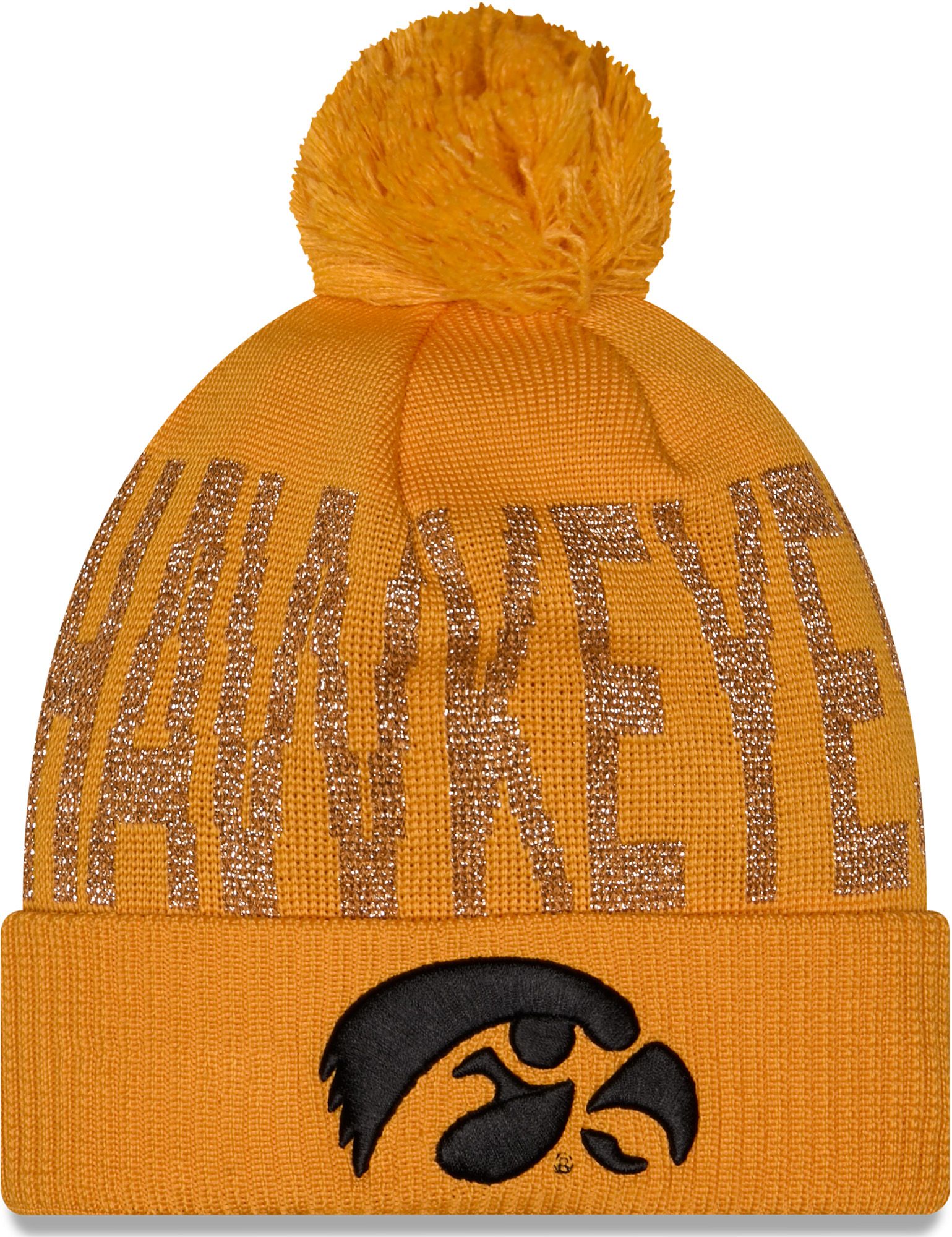 New Era Iowa Shimmer Pom Knit Beanie, Women's, Black