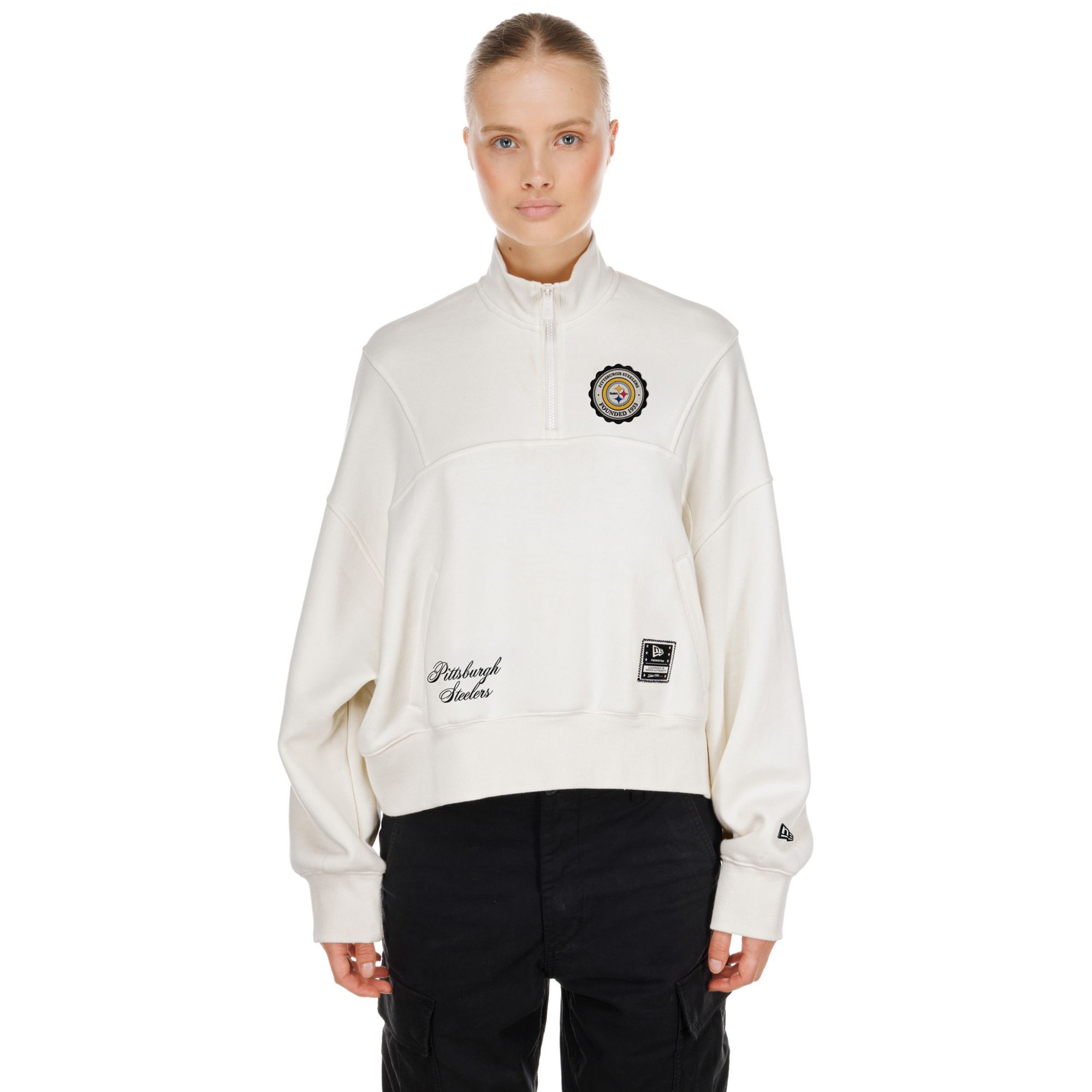 New Era Women's Pittsburgh Steelers Patch Fleece 1/4 Zip Sweatshirt