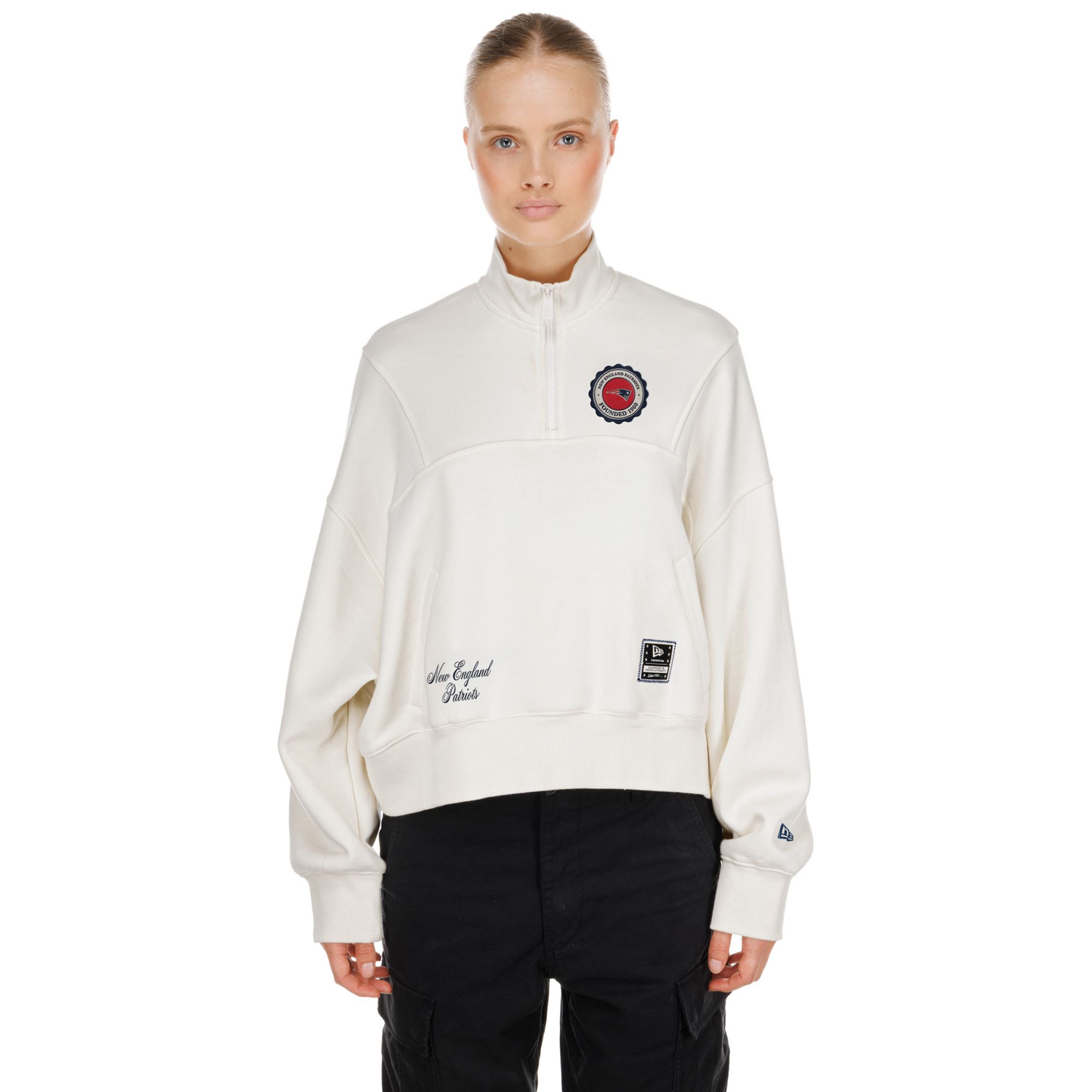 New Era Women's New England Patriots Patch Fleece 1/4 Zip Sweatshirt