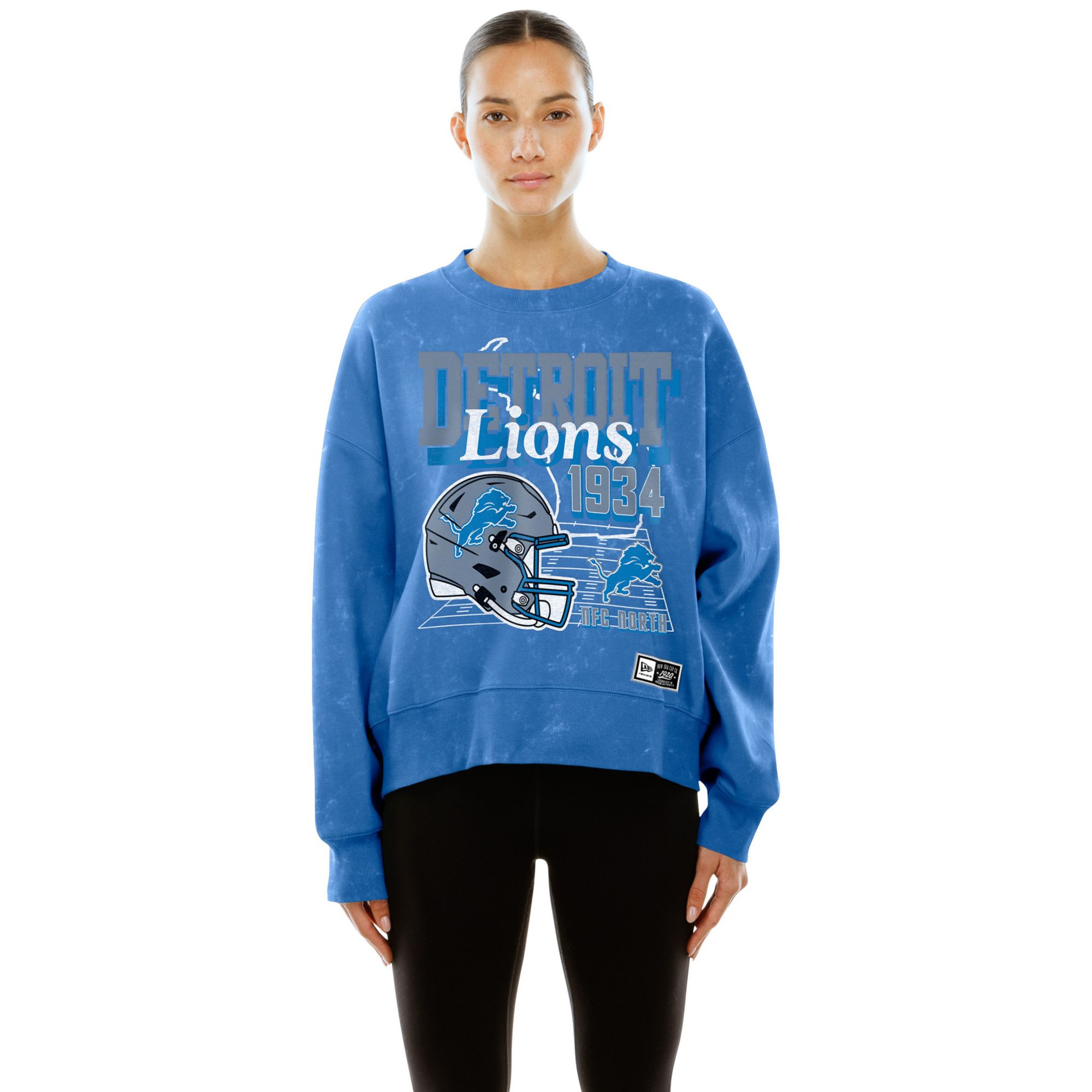 New Era Women's Detroit Lions Washed Raglan Crewneck Sweatshirt