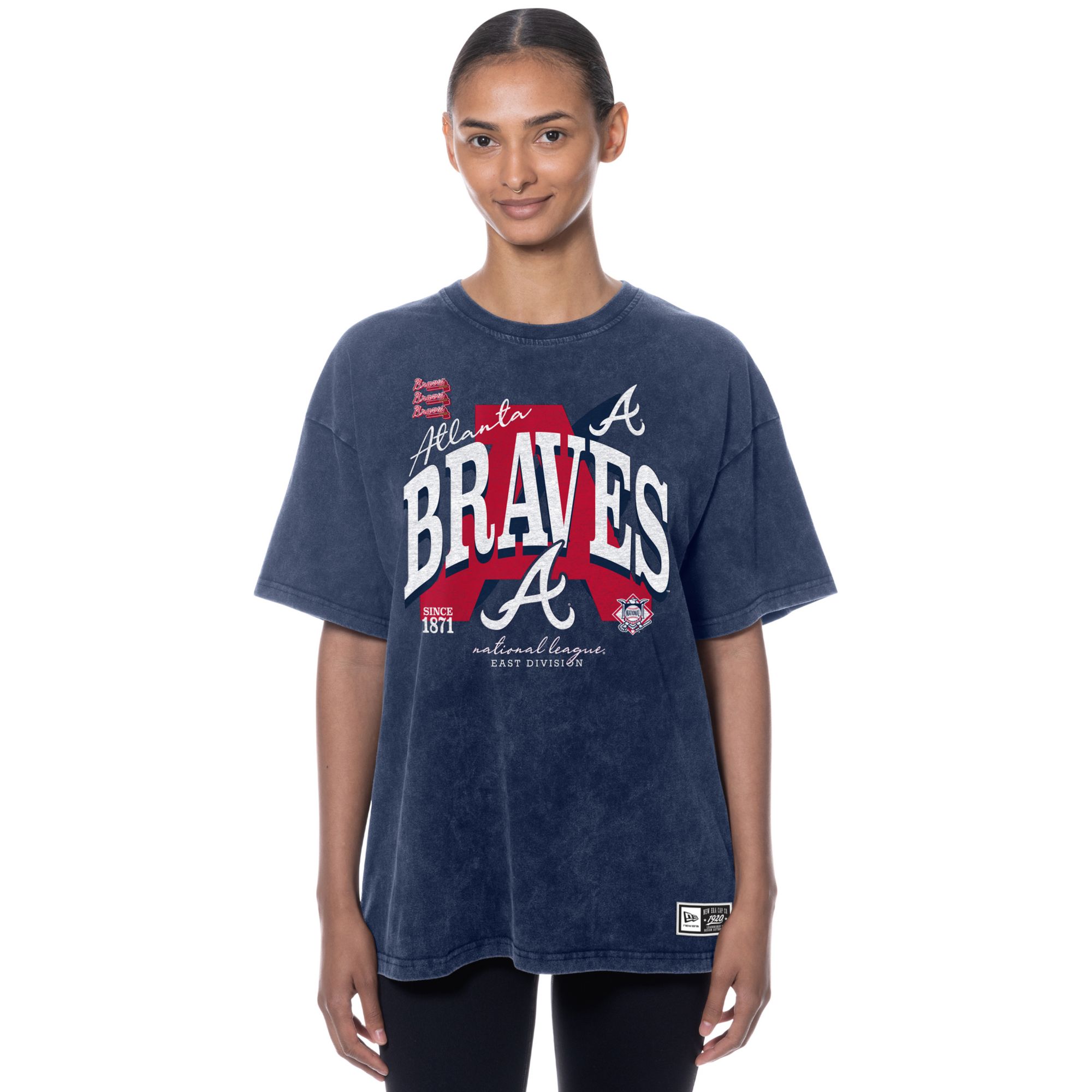 New Era Women's Atlanta Braves Navy Throwback Enzyme T-Shirt