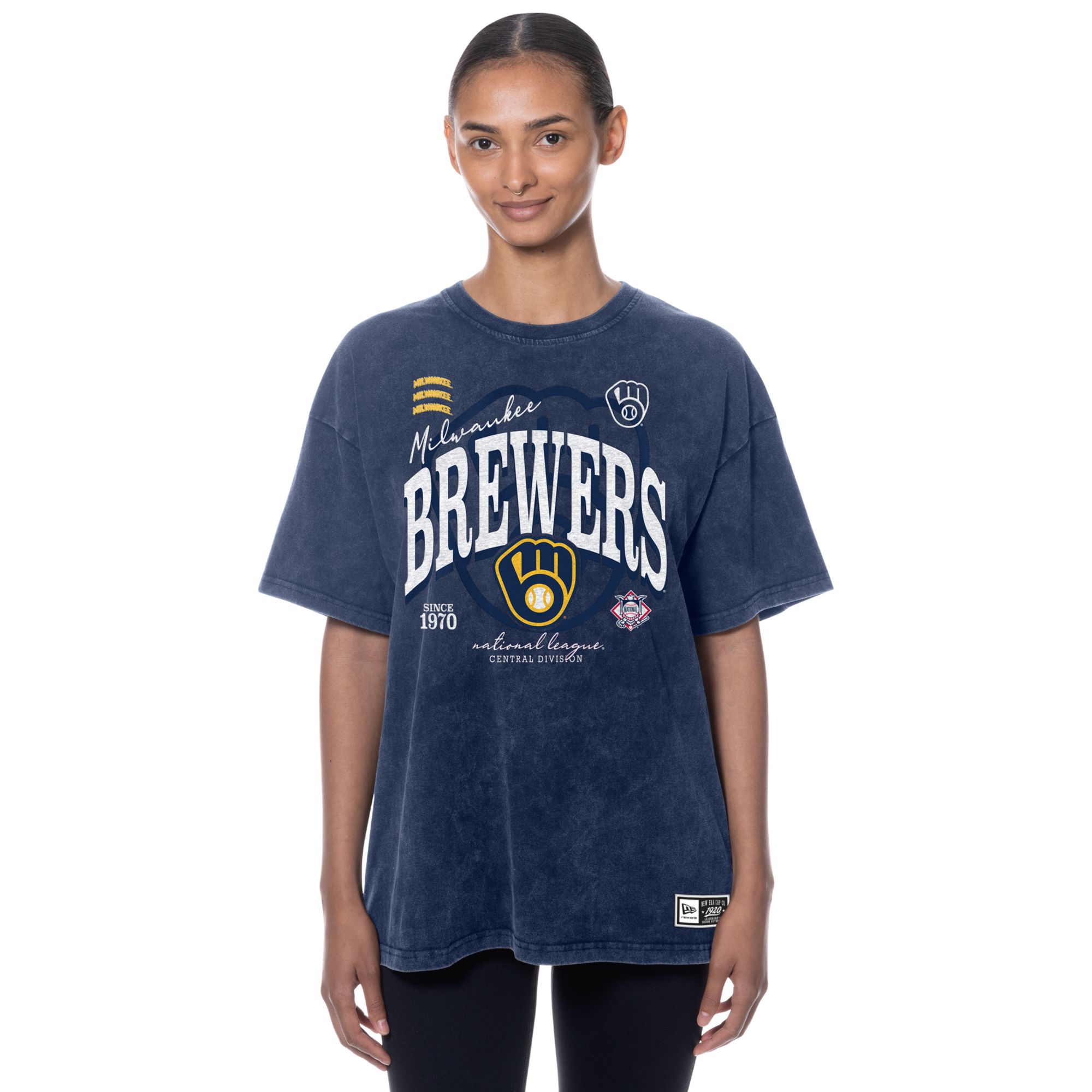 New Era Women's Milwaukee Brewers Navy Throwback Enzyme T-Shirt