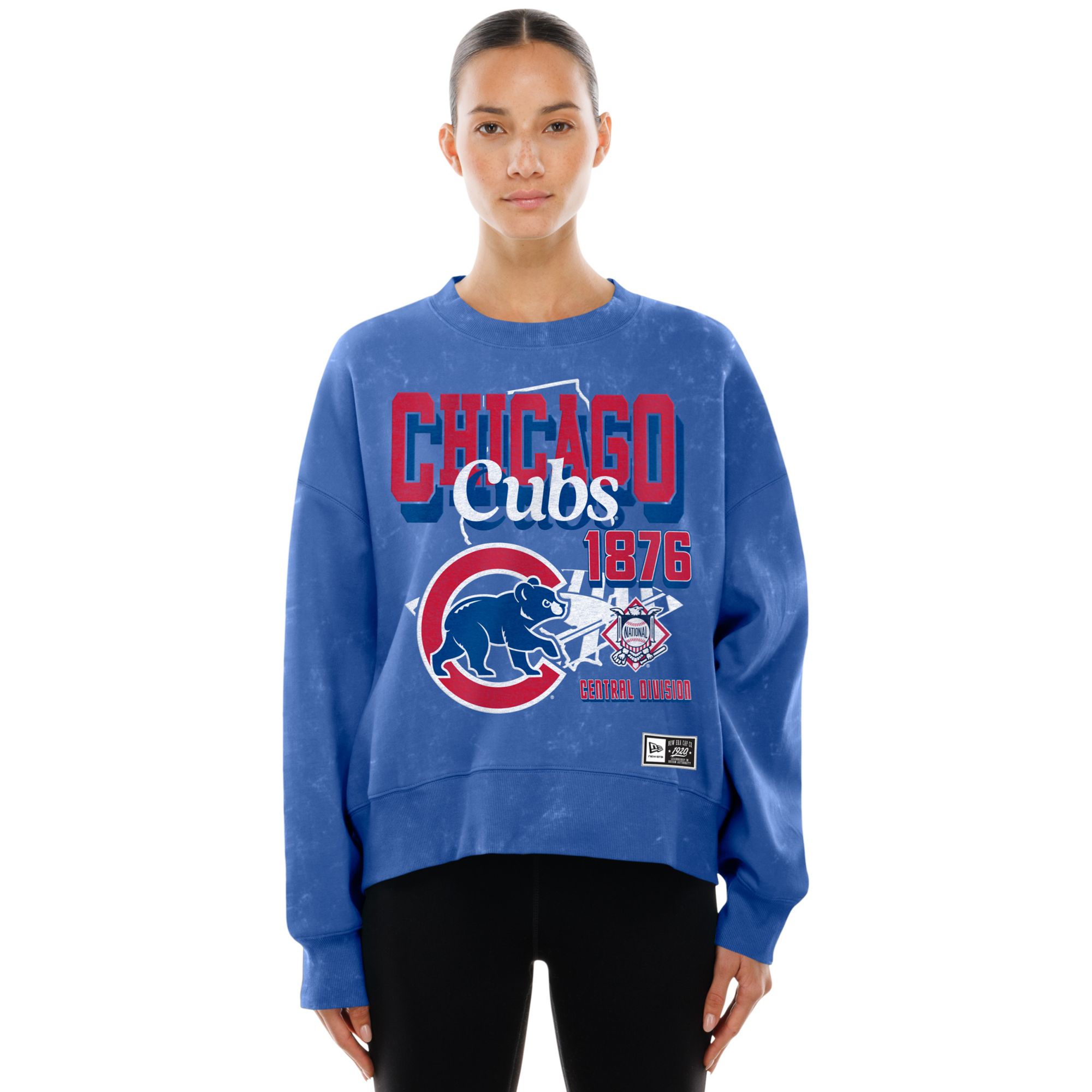 New Era Women's Chicago Cubs Blue Enzyme Throwback Crewneck Sweatshirt