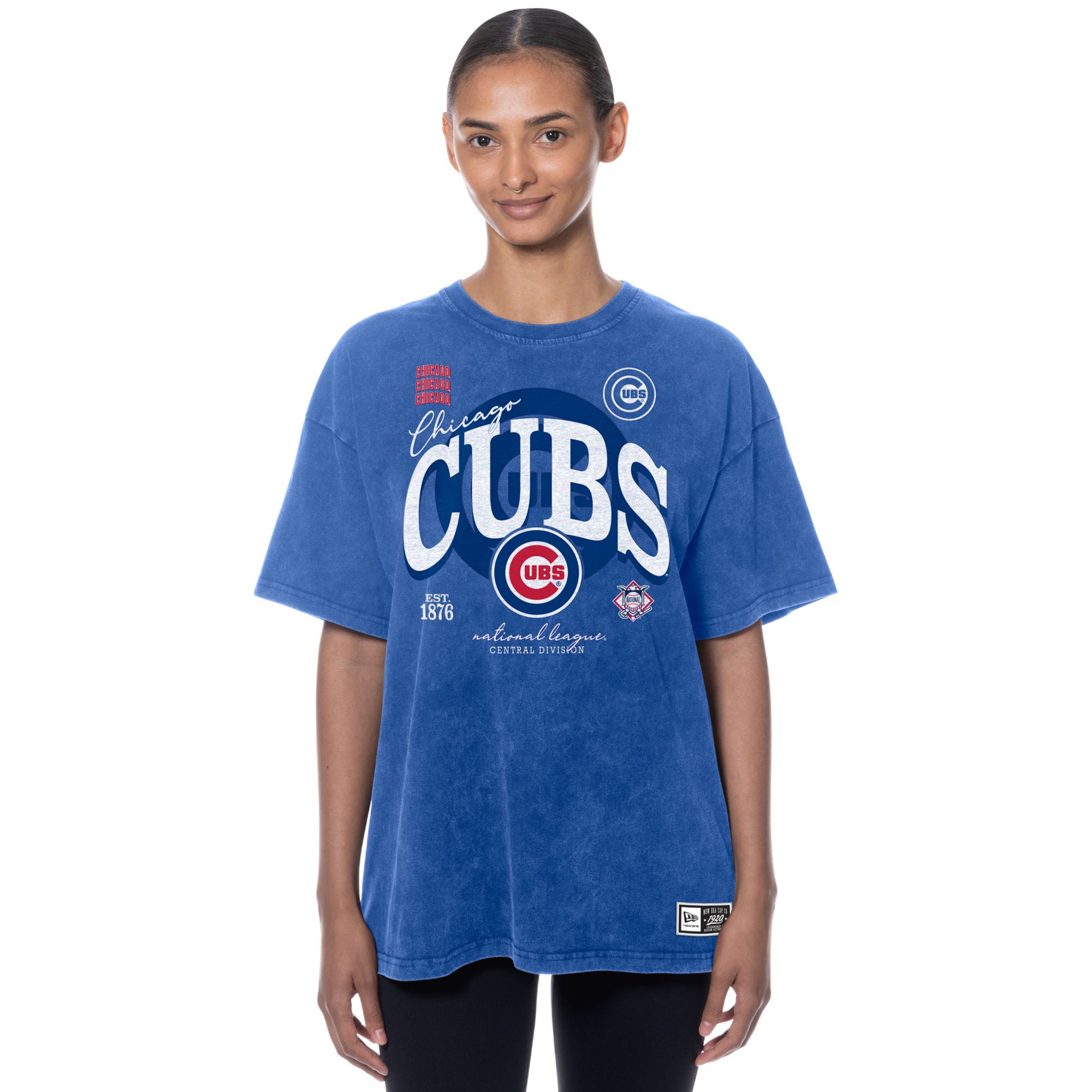 New Era Women's Chicago Cubs Blue Throwback Enzyme T-Shirt