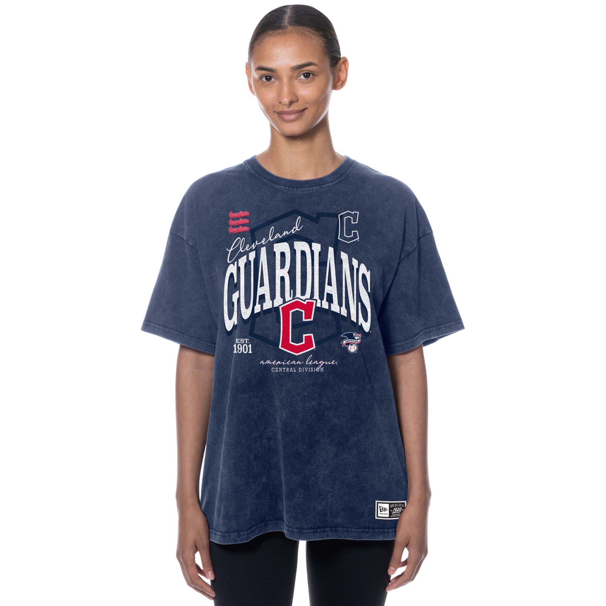 New Era Women's Cleveland Guardians Navy Throwback Enzyme T-Shirt