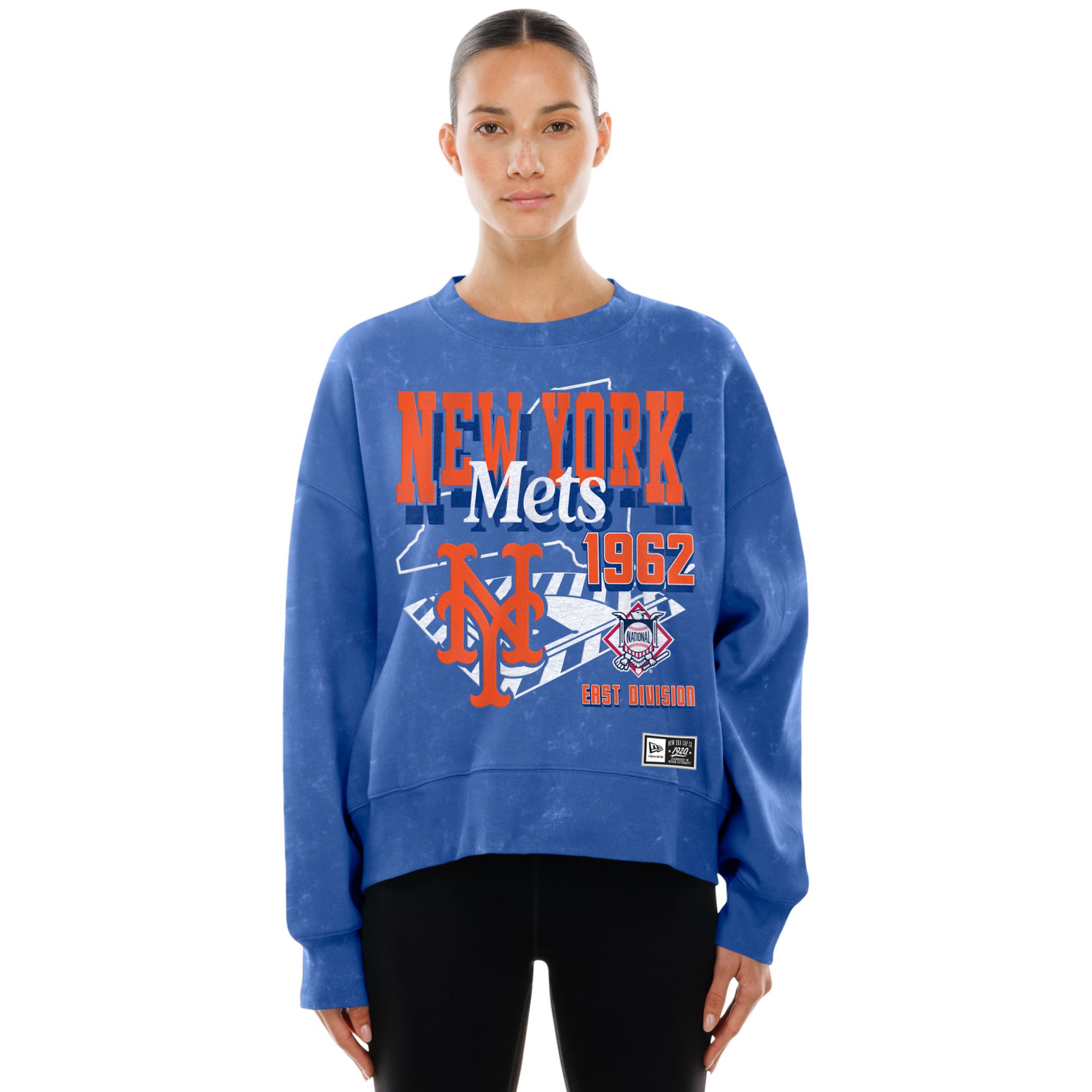 New Era Women's New York Mets Blue Enzyme Throwback Crewneck Sweatshirt