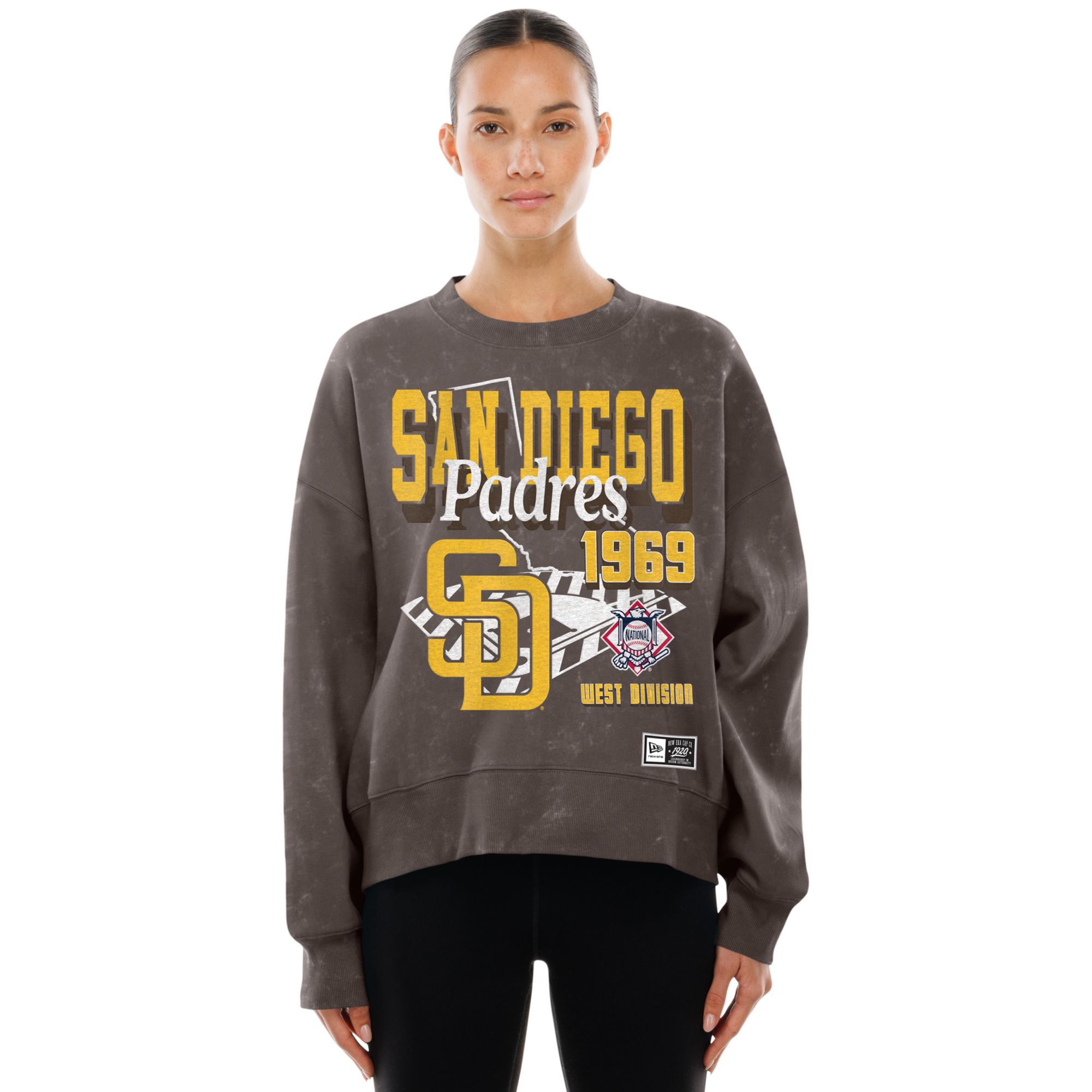 New Era Women's San Diego Padres Brown Enzyme Throwback Crewneck Sweatshirt