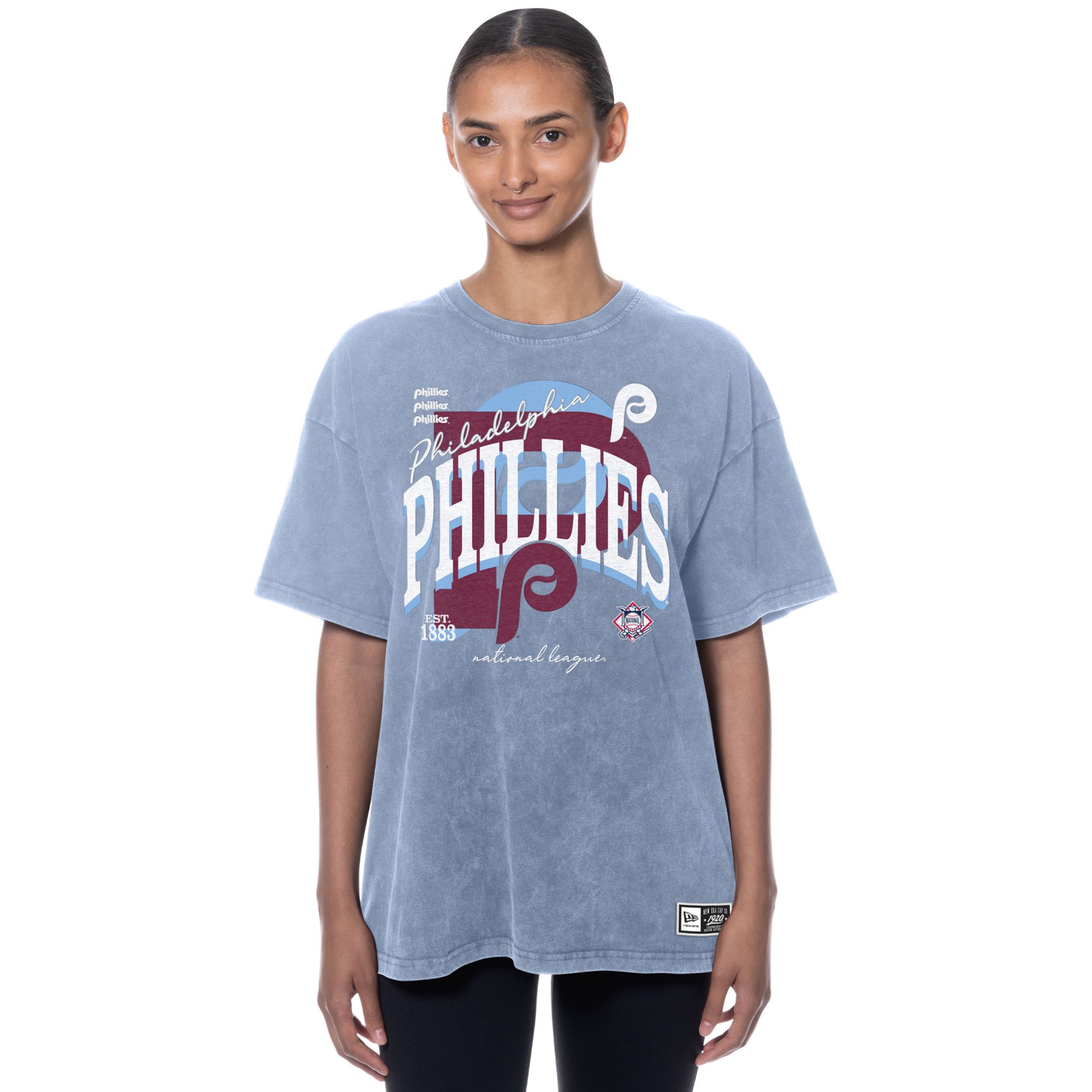 New Era Women's Philadelphia Phillies Light Blue Throwback Enzyme T-Shirt