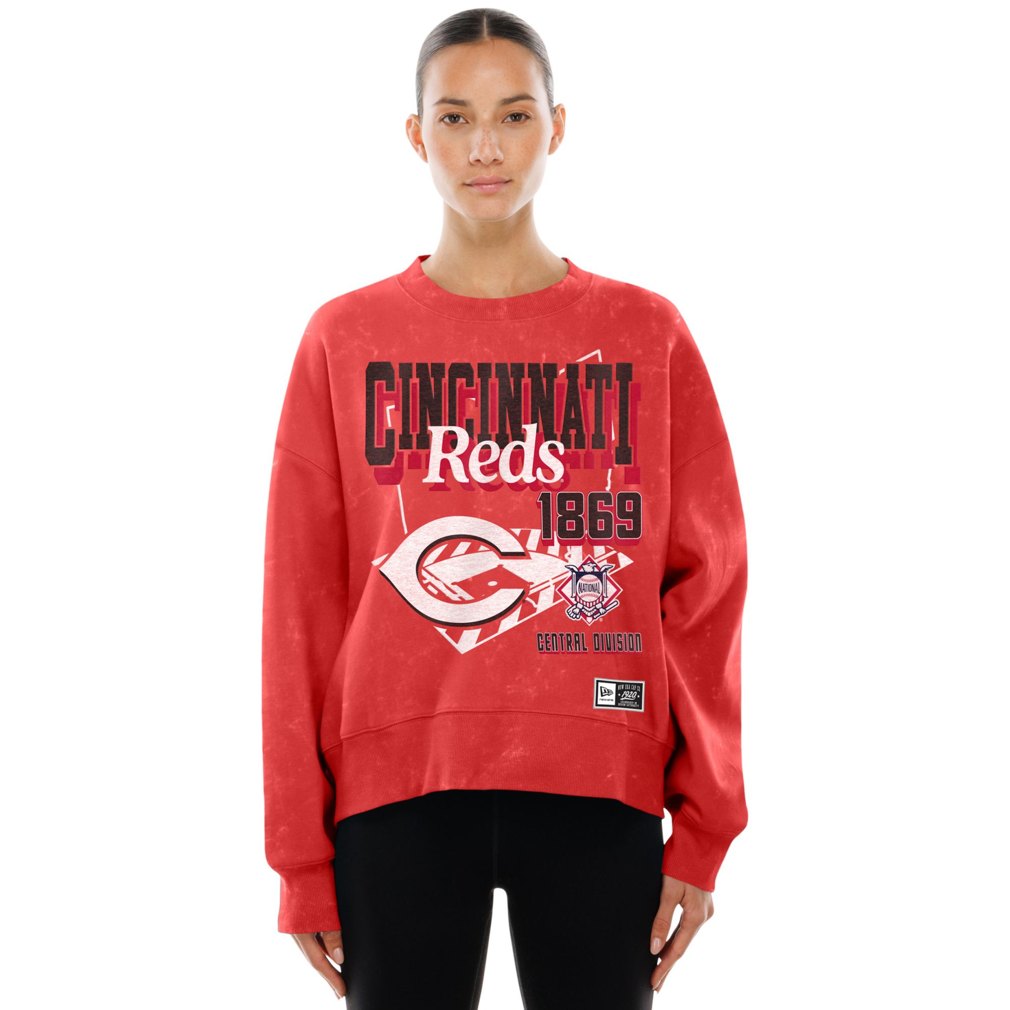 New Era Women's Cincinnati Reds Red Enzyme Throwback Crewneck Sweatshirt