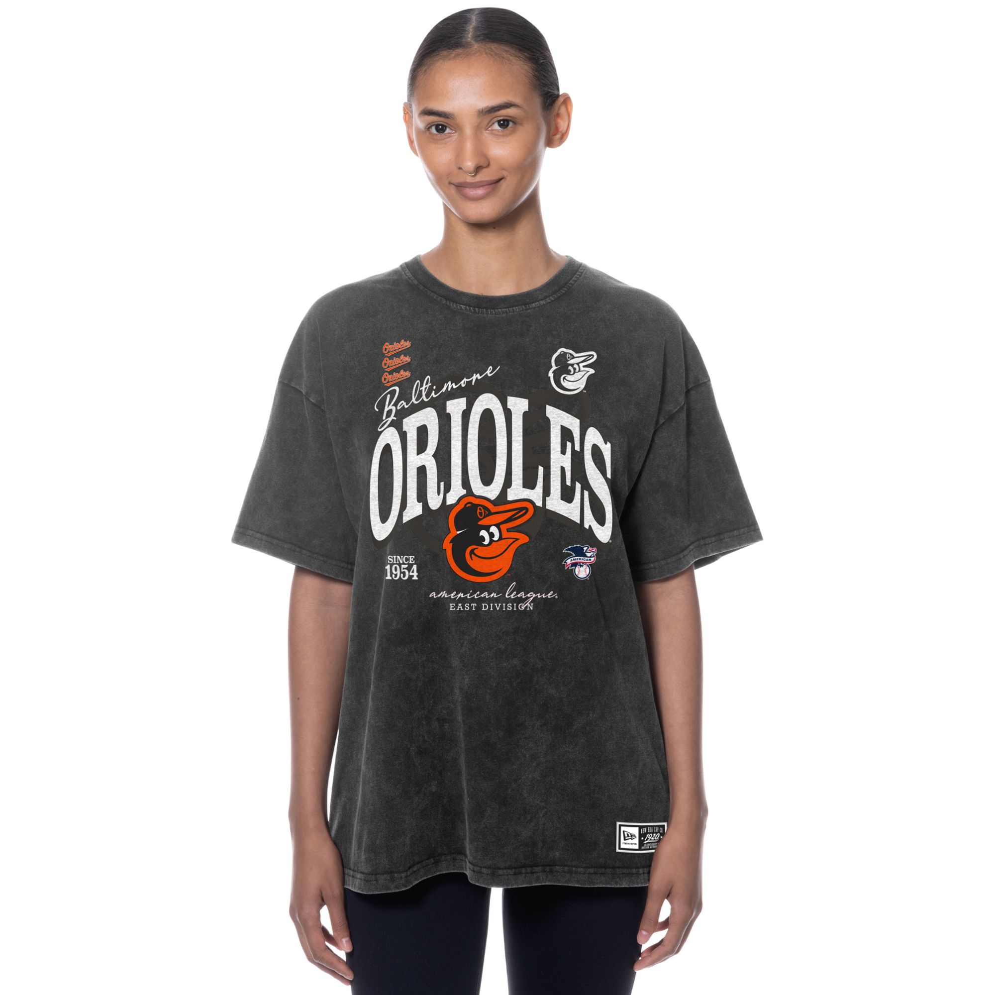 New Era Women's Baltimore Orioles Black Throwback Enzyme T-Shirt
