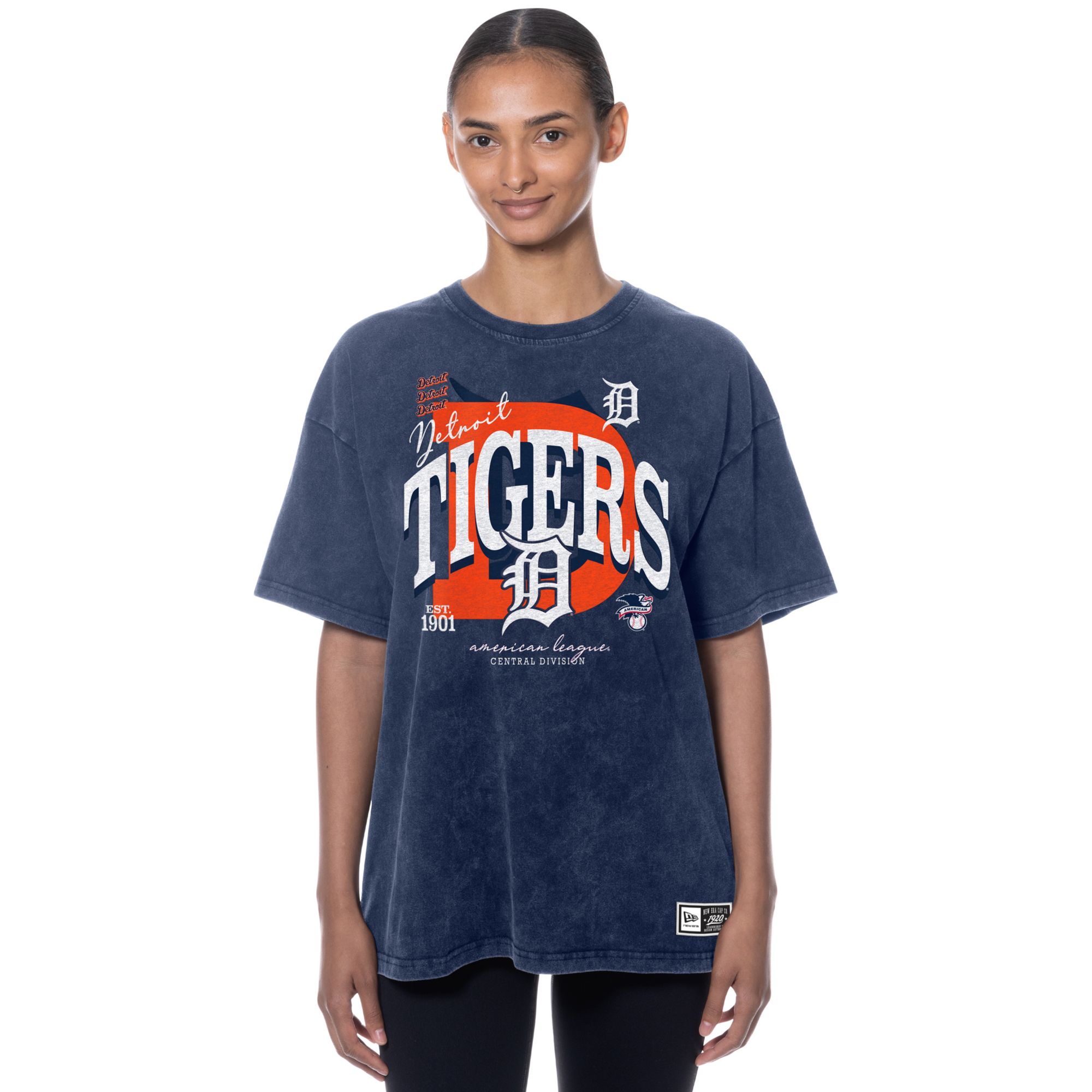 New Era Women's Detroit Tigers Navy Throwback Enzyme T-Shirt