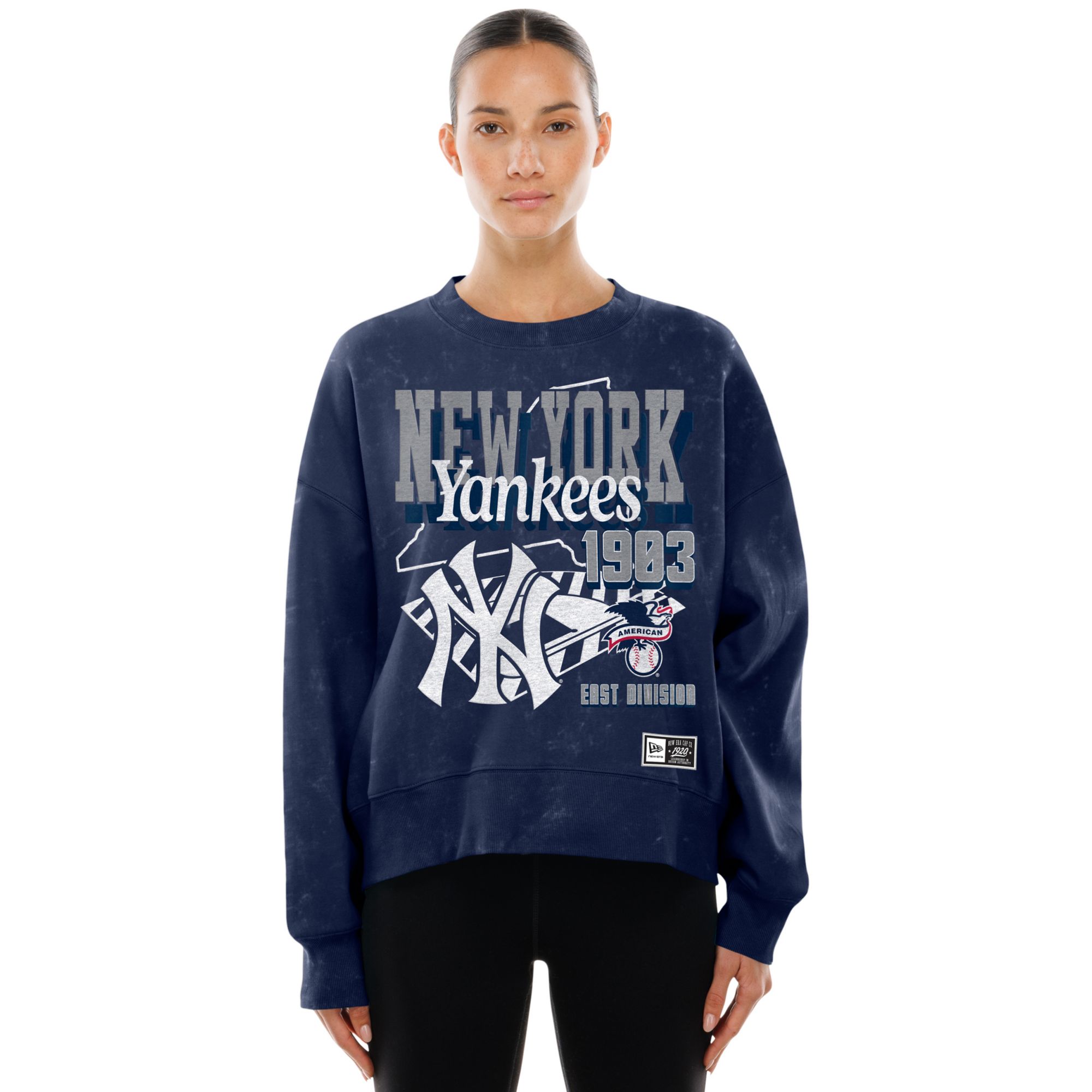 New Era Women's New York Yankees Navy Enzyme Throwback Crewneck Sweatshirt