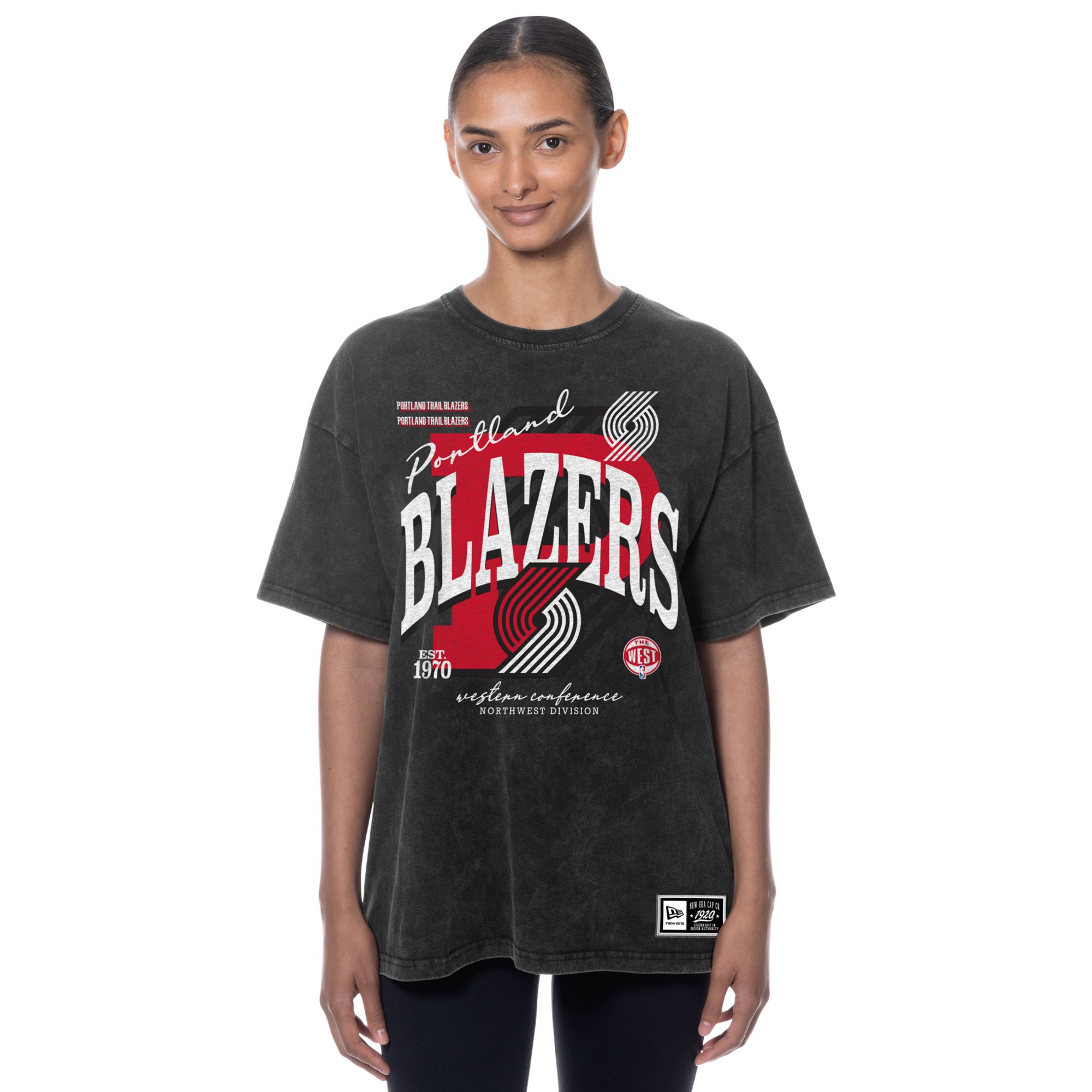 New Era Women's Portland Trail Blazers Black Washed T-Shirt