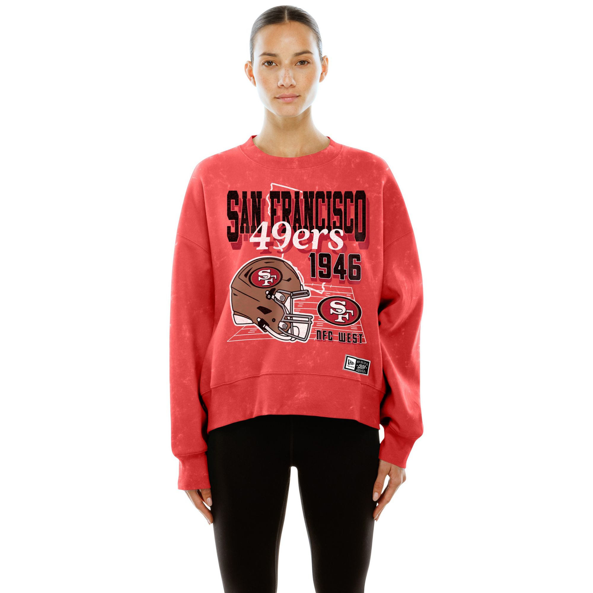 New Era Women's San Francisco 49ers Red Washed Crewneck Sweatshirt