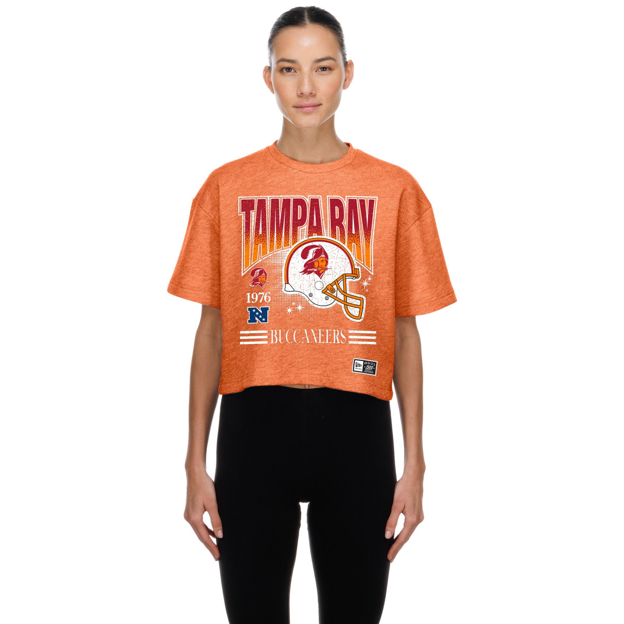 New Era Women's Tampa Bay Buccaneers Orange Helmet Boxy T-Shirt