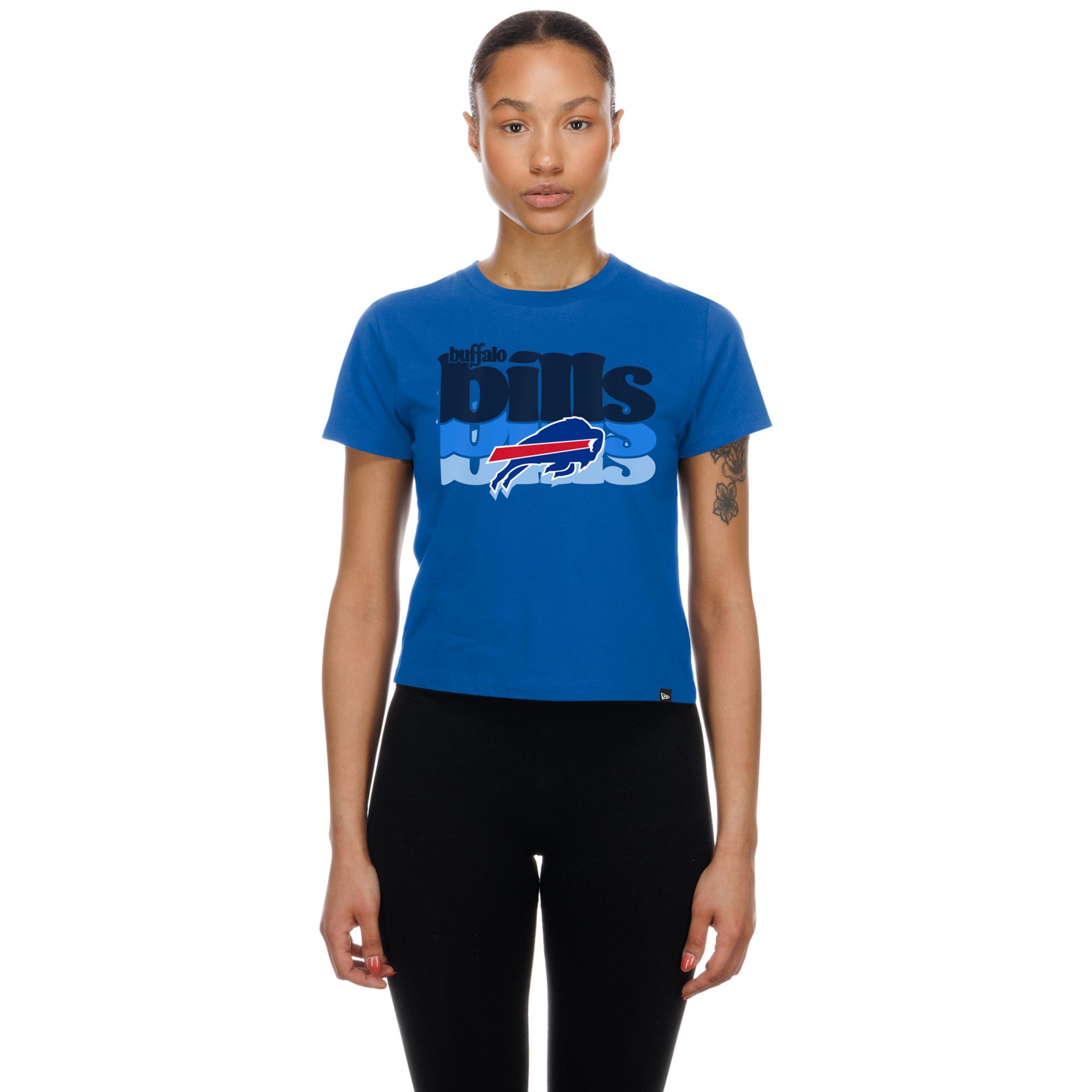 New Era Women's Buffalo Bills Blue Fan Shrunken T-Shirt