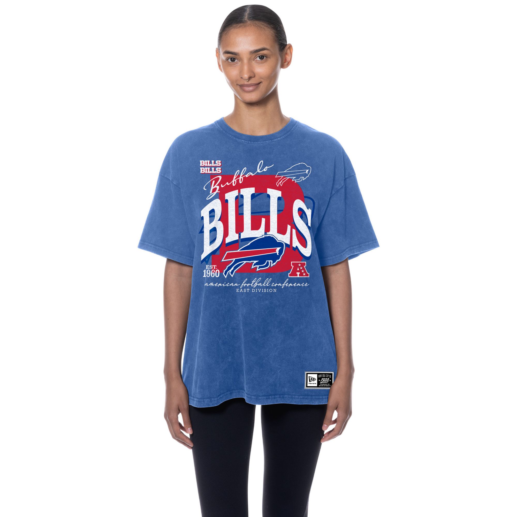 New Era Women's Buffalo Bills Blue Oversized Acid Washed T-Shirt