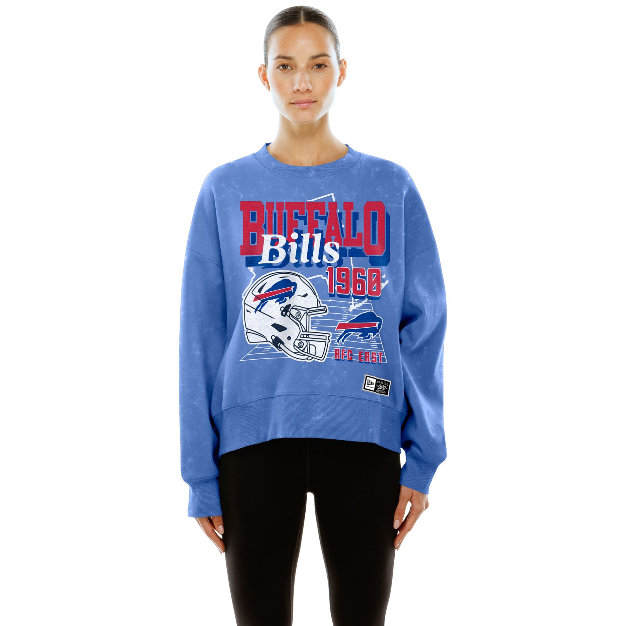 New Era Women's Buffalo Bills Blue Washed Crewneck Sweatshirt
