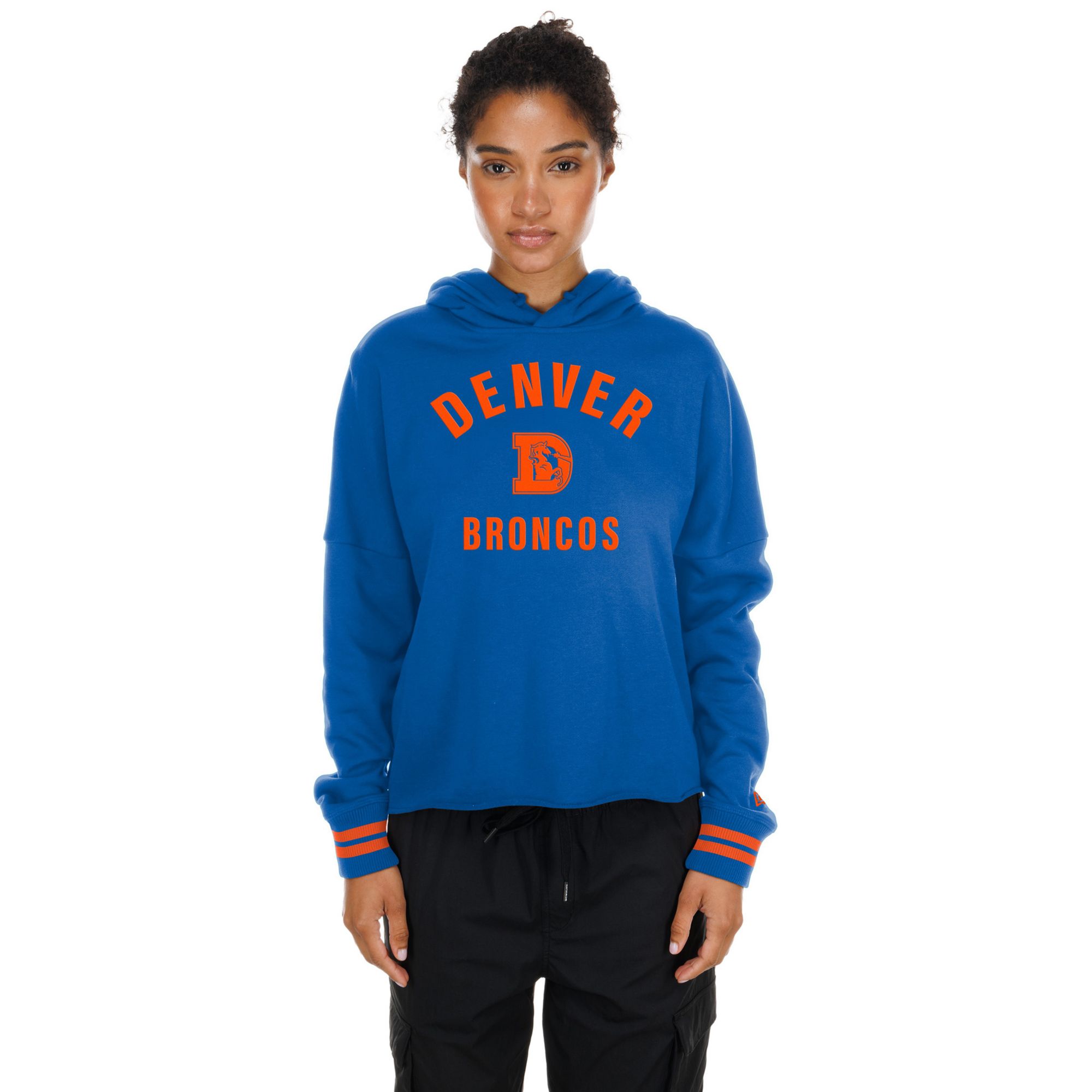 New Era Women's Denver Broncos Blue Flocked Hoodie