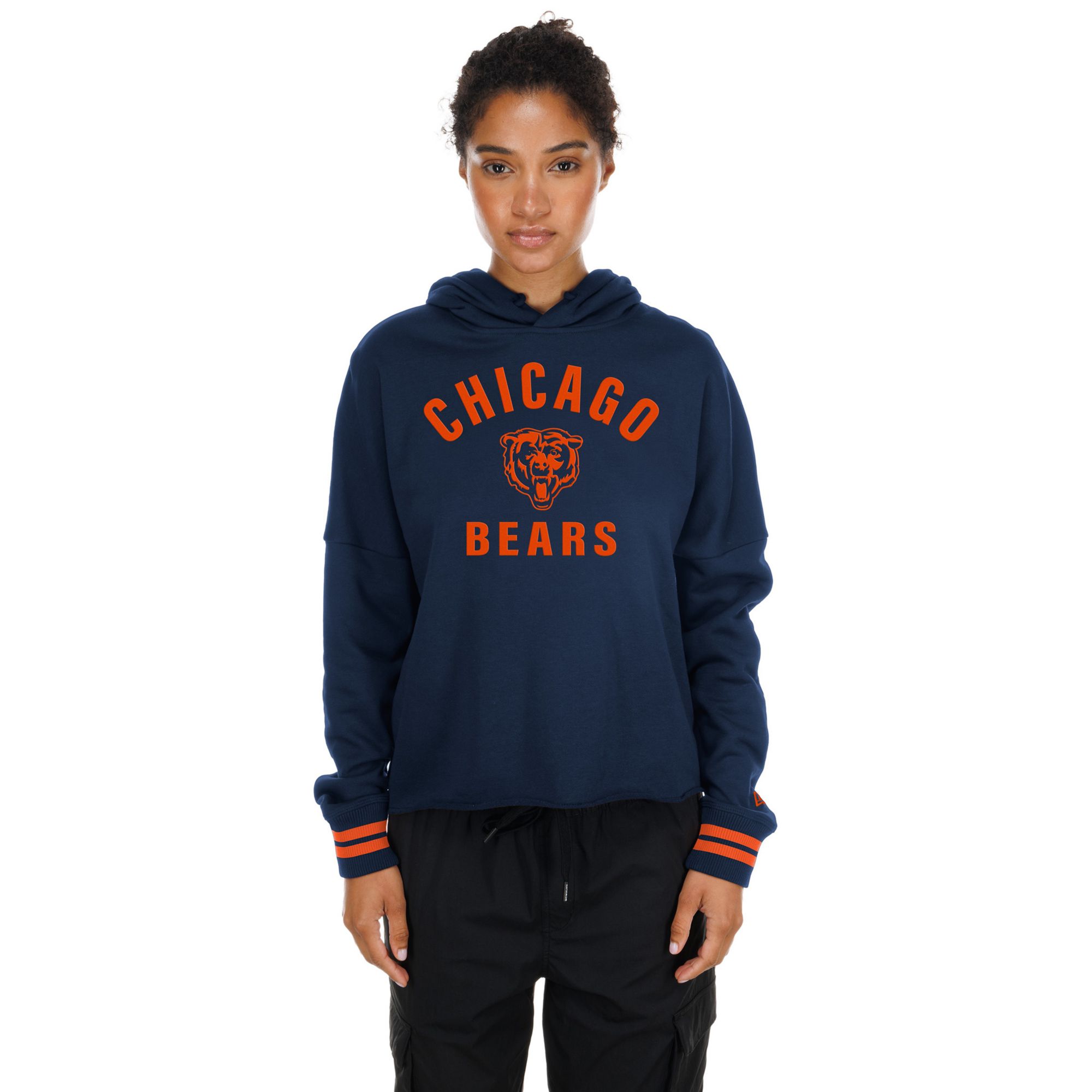 New Era Women's Chicago Bears Navy Flocked Hoodie