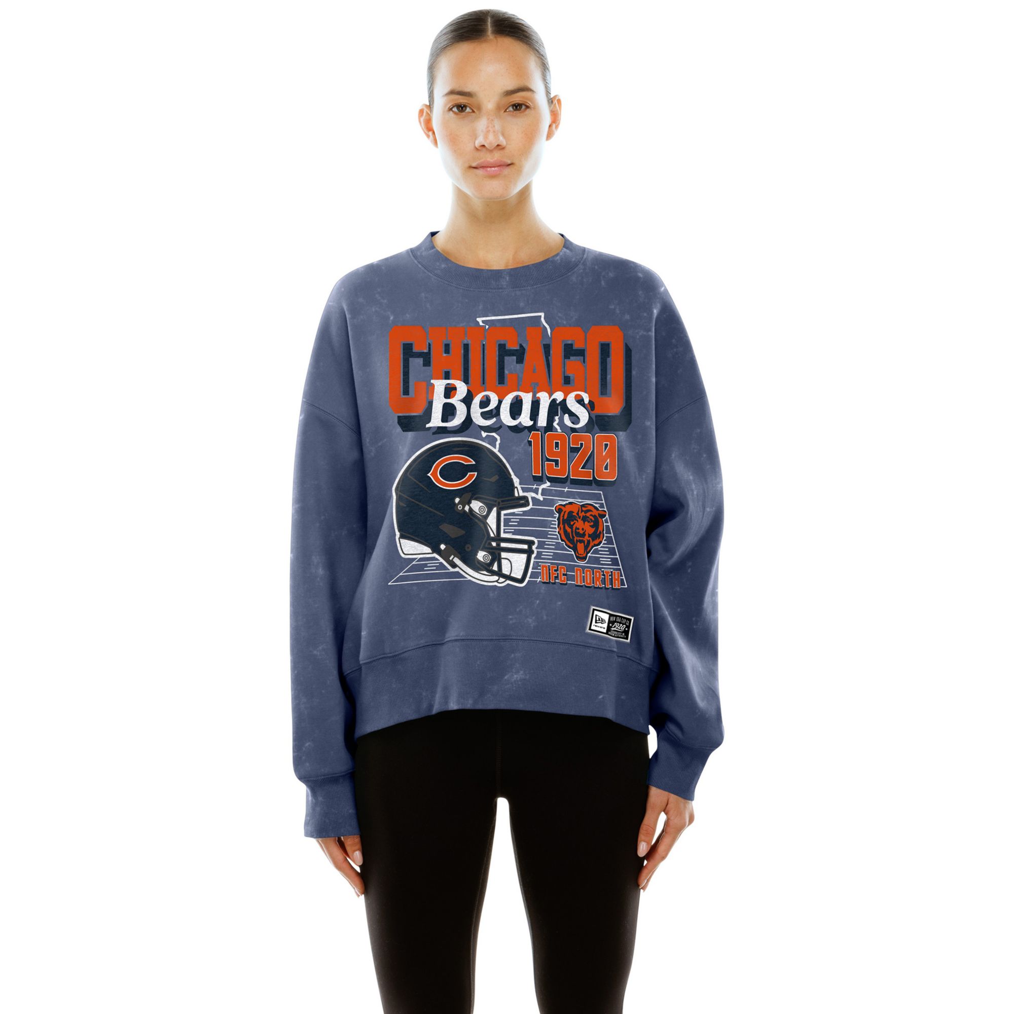 New Era Women's Chicago Bears Navy Washed Crewneck Sweatshirt