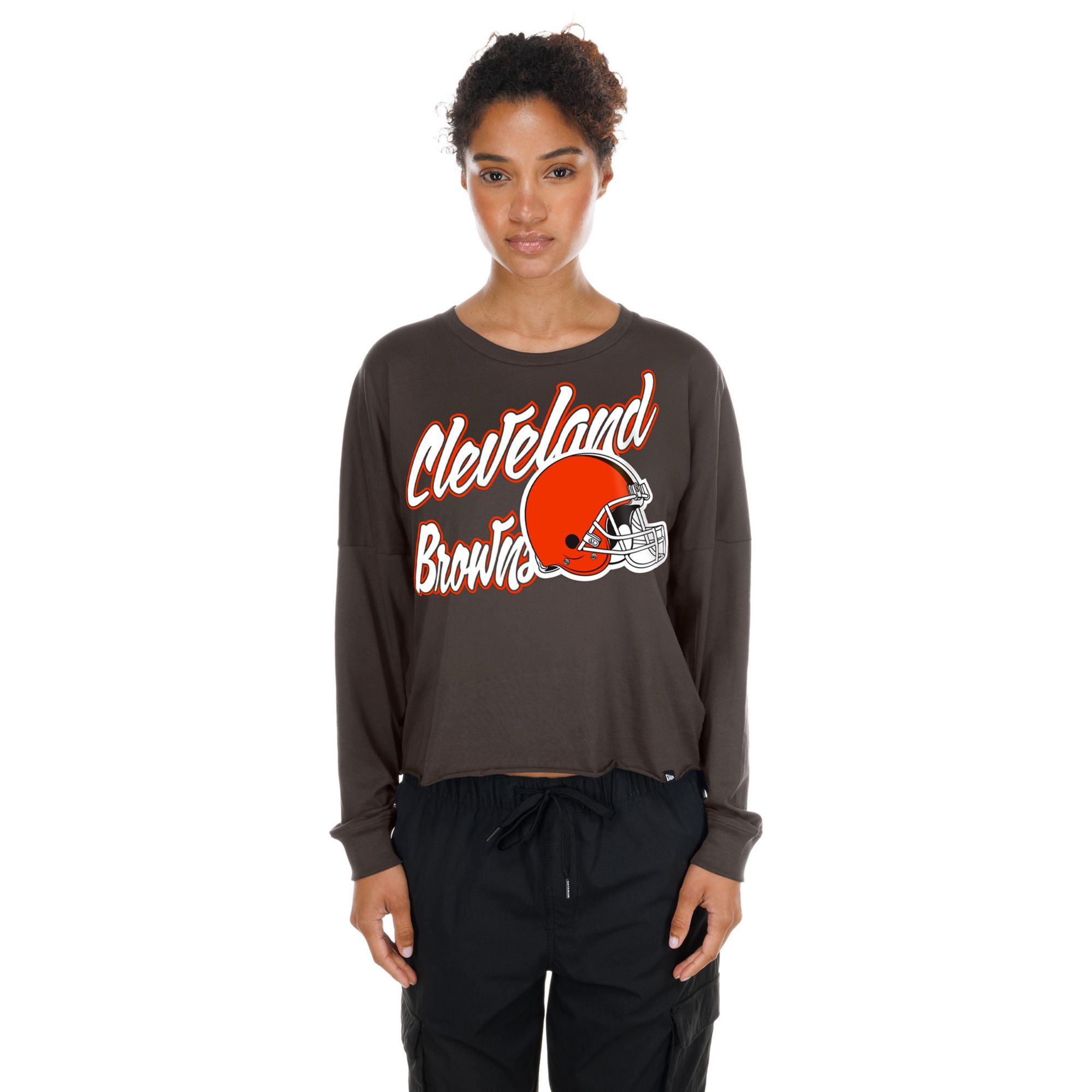 New Era Women's Cleveland Browns Brown Fan Script Long Sleeve Shirt