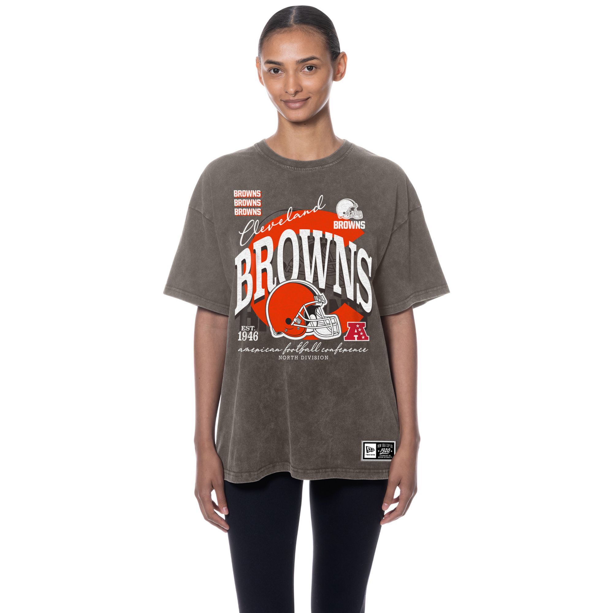 New Era Women's Cleveland Browns Brown Oversized Acid Washed T-Shirt