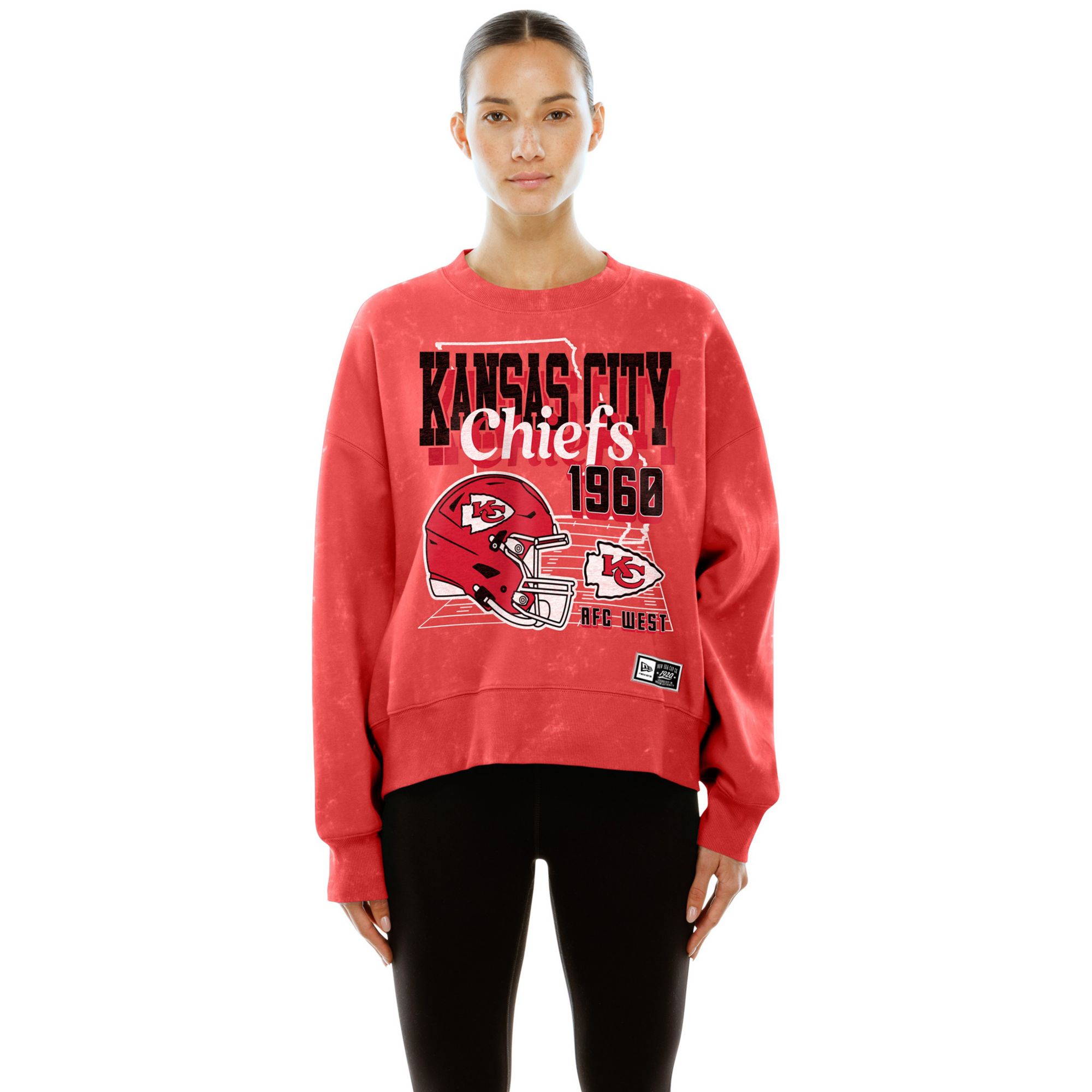 New Era Women's Kansas City Chiefs Red Washed Crewneck Sweatshirt