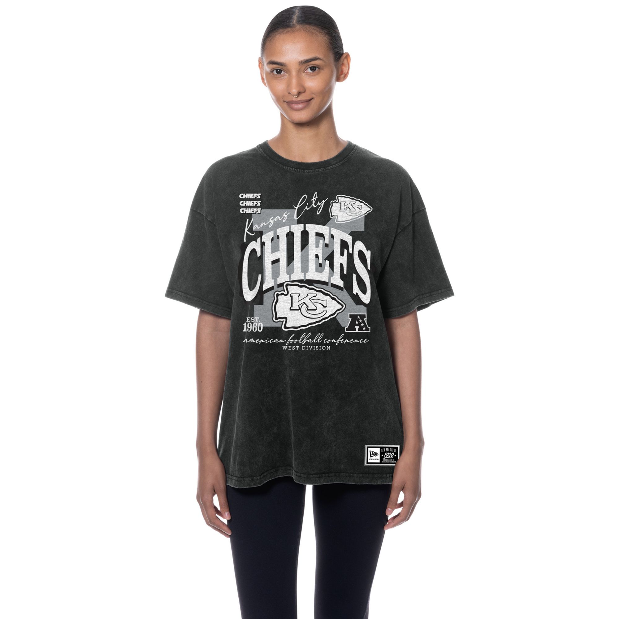 New Era Women's Kansas City Chiefs Black Washed Oversized T-Shirt