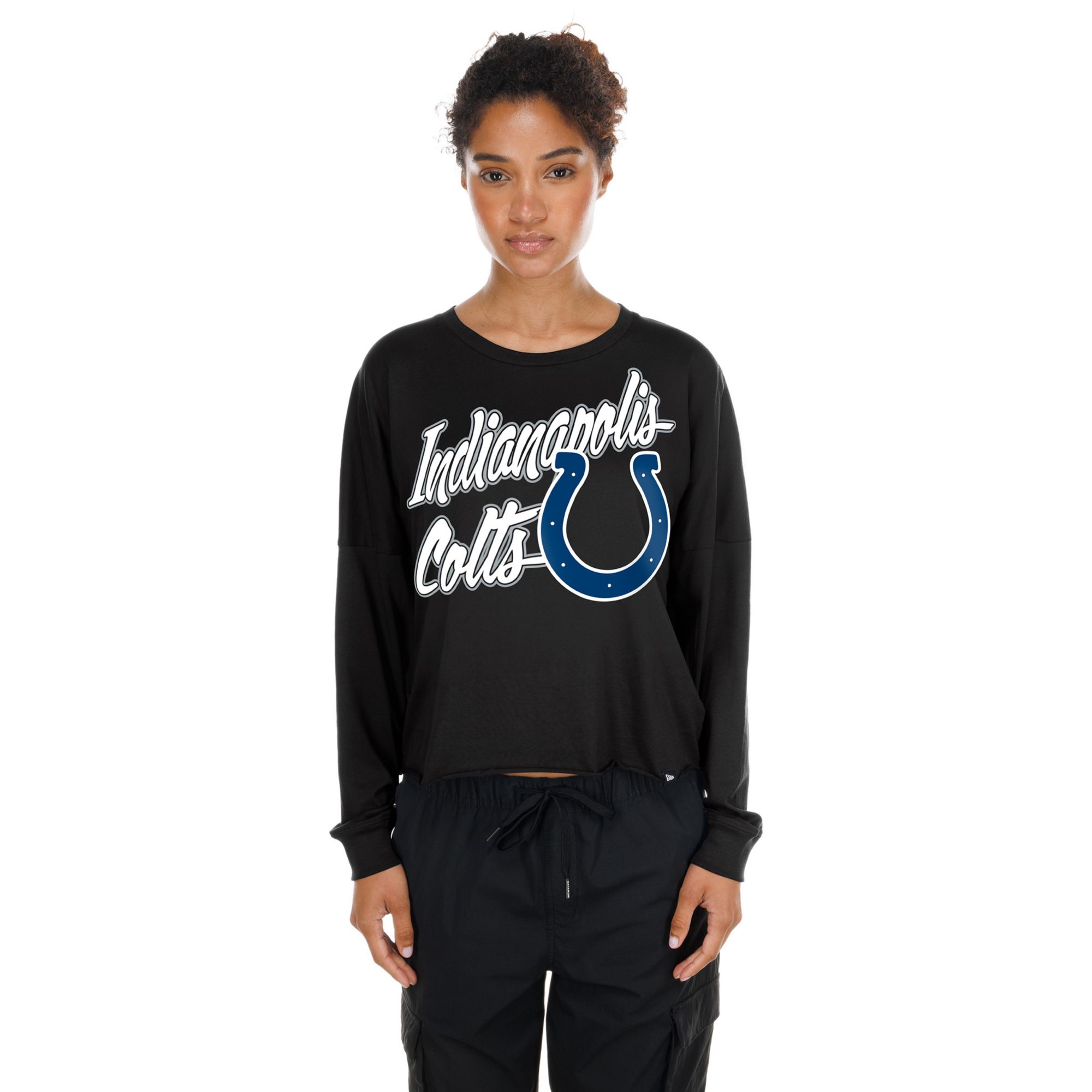 New Era Women's Indianapolis Colts Black Fan Script Long Sleeve Shirt