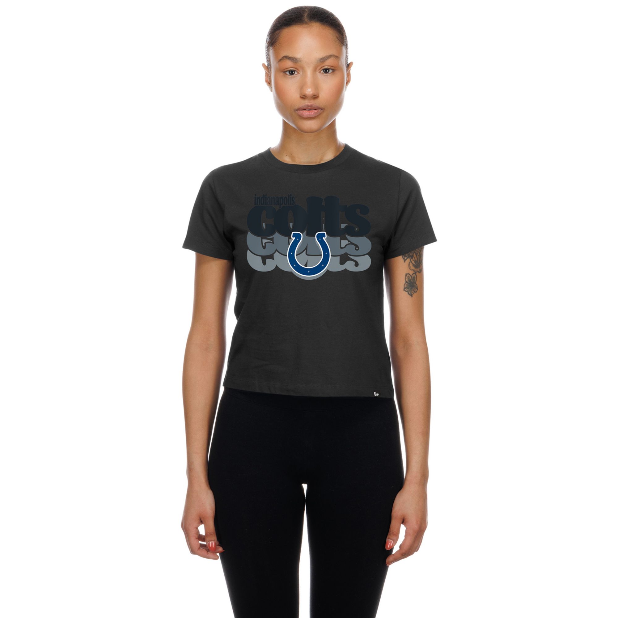 New Era Women's Indianapolis Colts Black Fan Shrunken T-Shirt