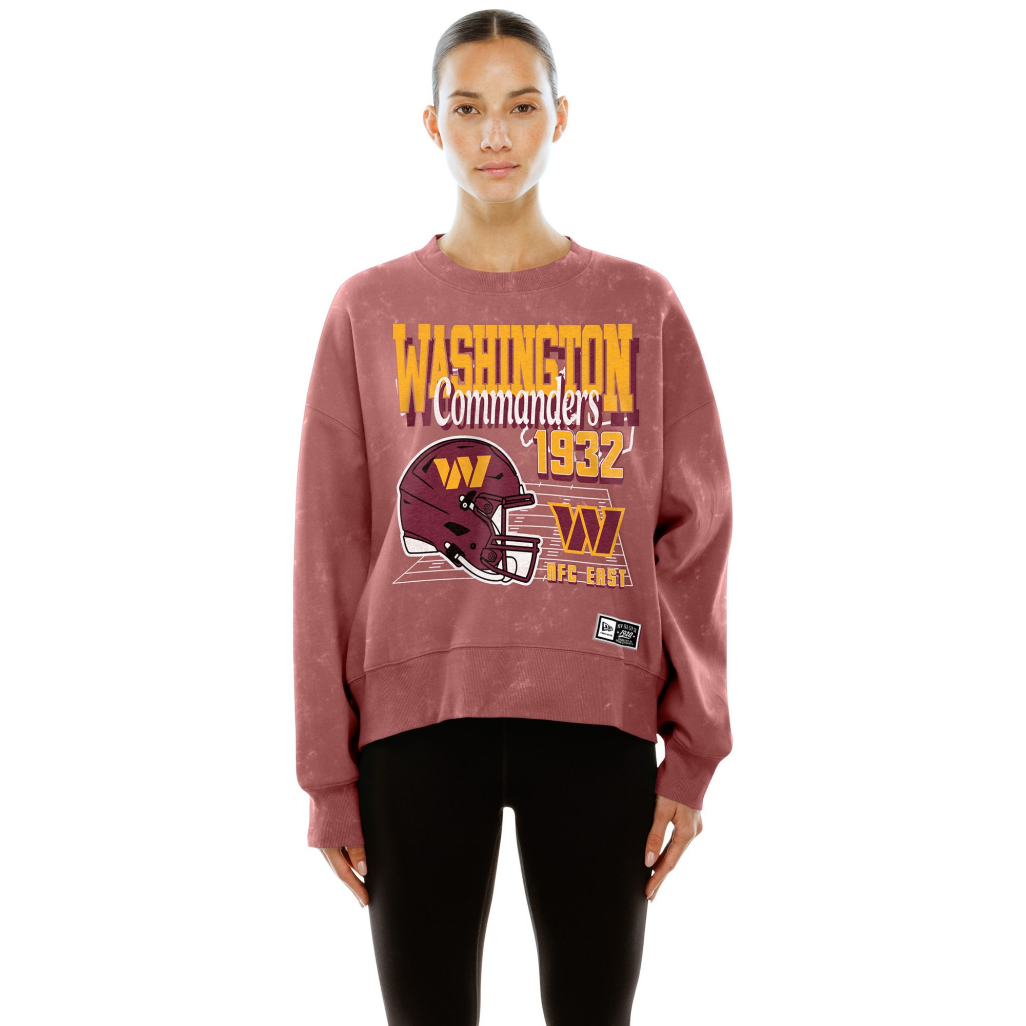 New Era Women's Washington Commanders Red Washed Crewneck Sweatshirt