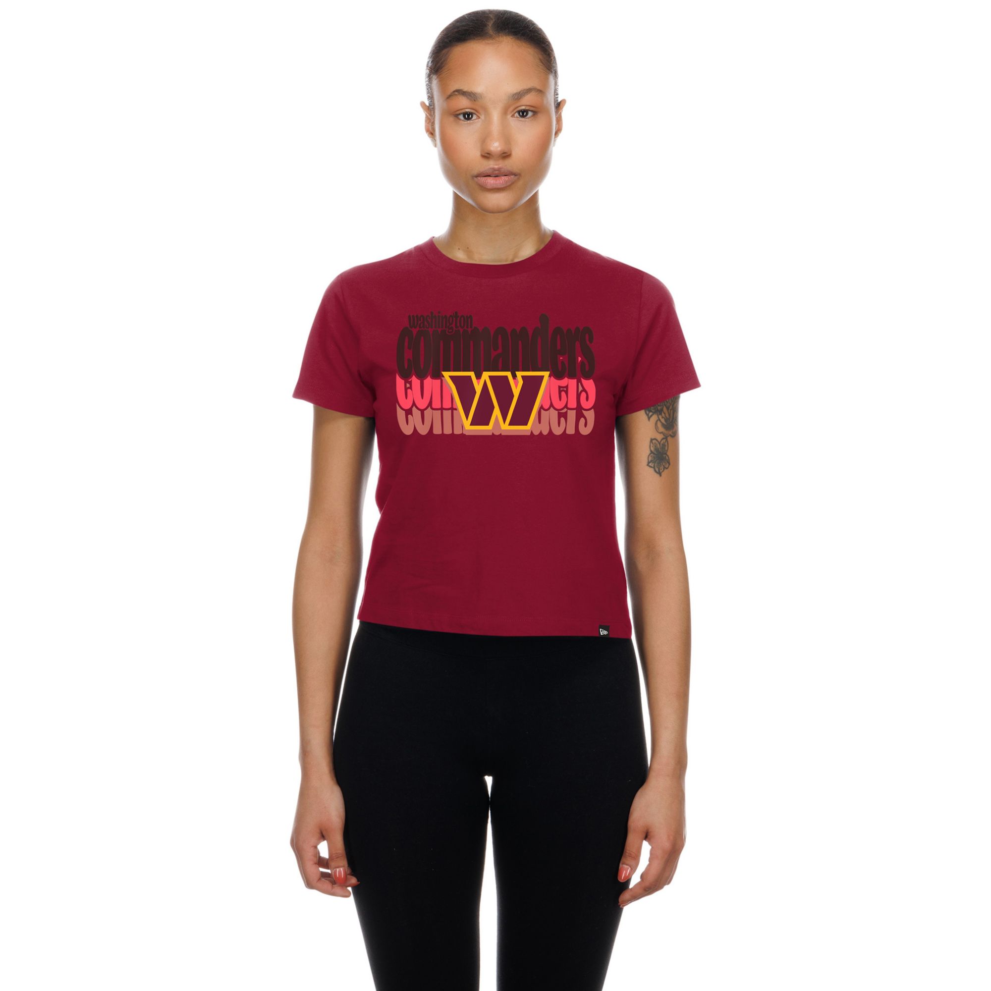 New Era Women's Washington Commanders Red Fan Shrunken T-Shirt